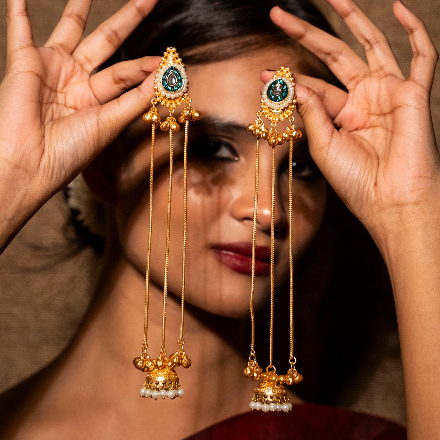 Fiza Kashmiri Earrings - Red