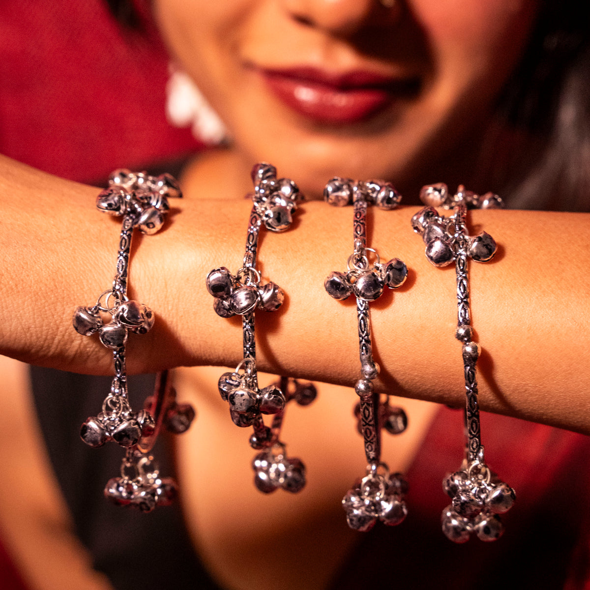 Oxidised Ghungroo Bangles - Set of 2