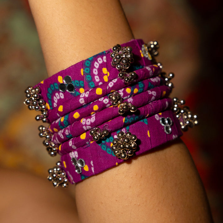 Jamuni Cloth Bangles - Set of 6