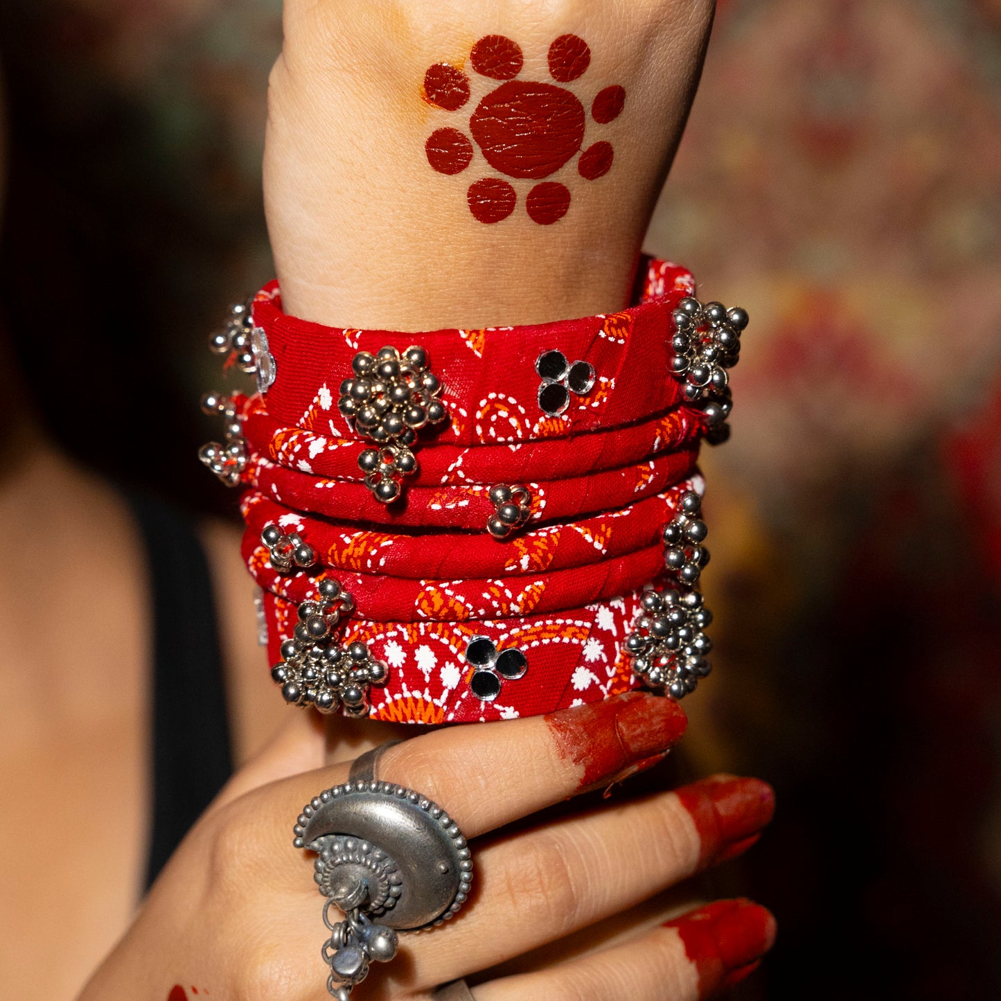 Sindoori  Cloth Bangles - Set of 6