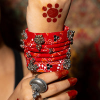 Sindoori  Cloth Bangles - Set of 6