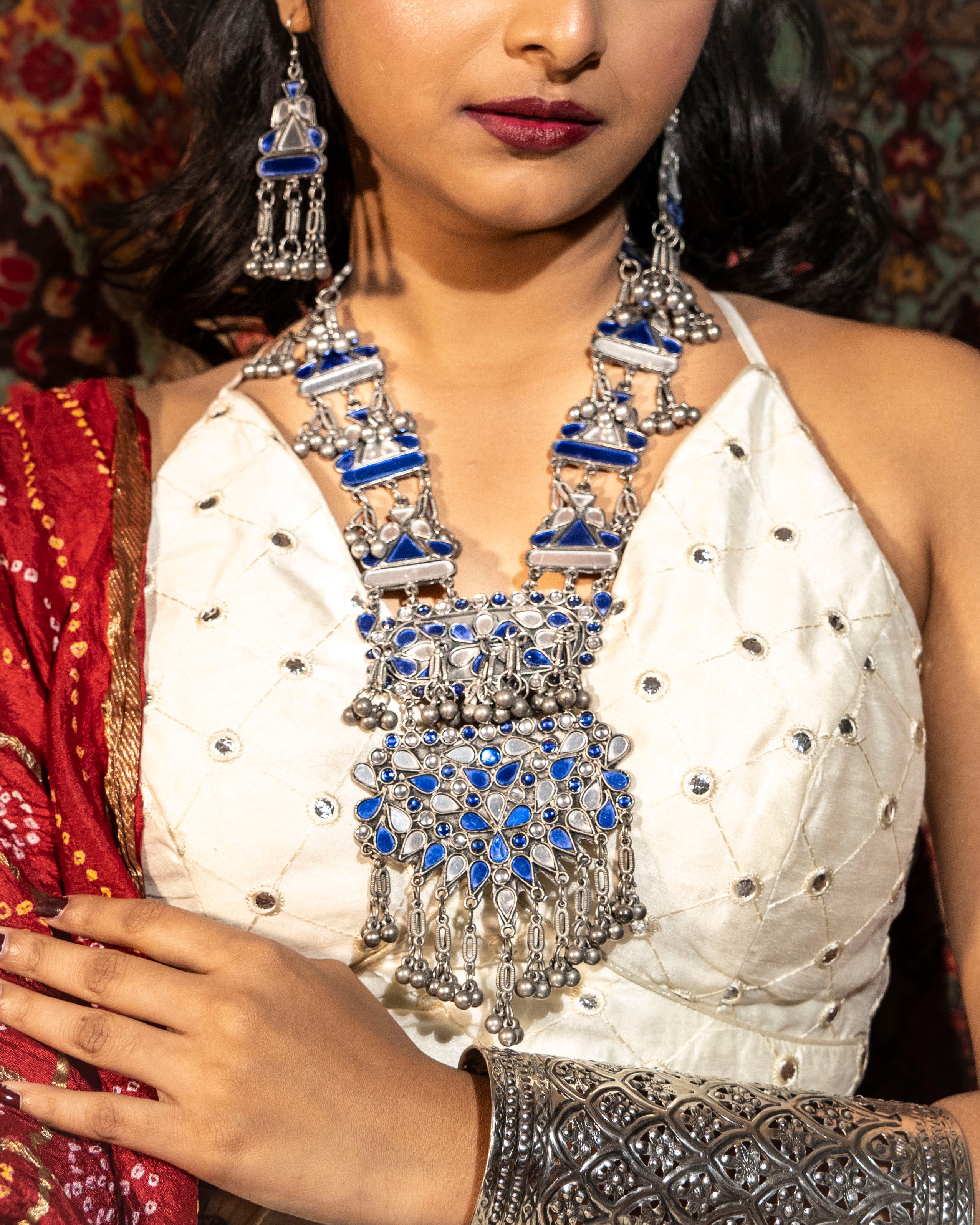 Neelam Darpan Necklace Set
