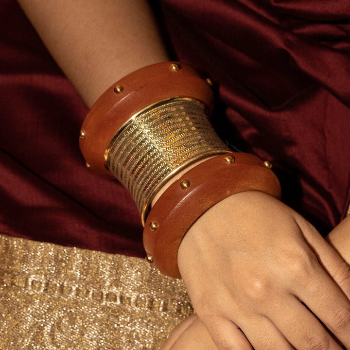 Saaj Sunehri Bangle Stack - With Roop Kada