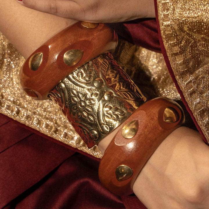 Indira Sunehri Bangle Stack - With Kaarigari Kada