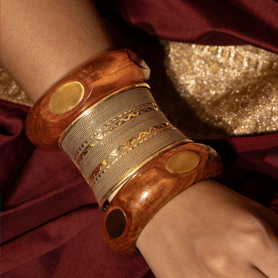 Bhumi Sunehri Bangle Stack - With Anokha Kada