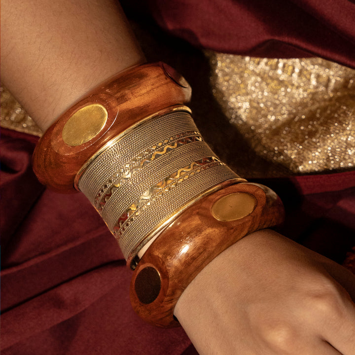 Bhumi Sunehri Bangle Stack - With Anokha Kada