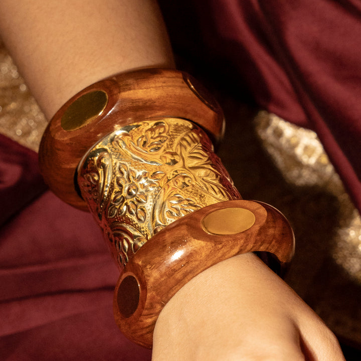 Bhumi Sunehri Bangle Stack - With Kaarigari Kada