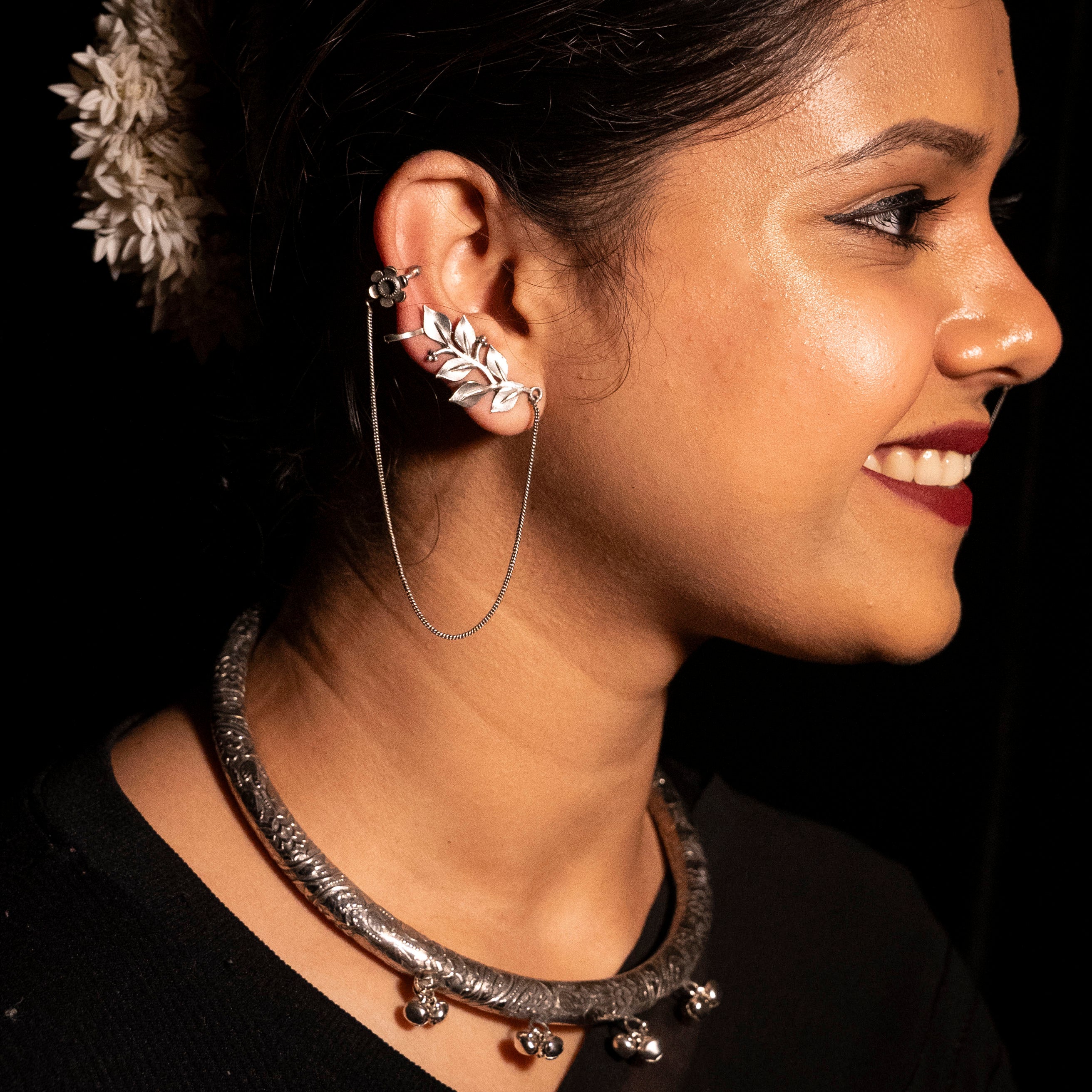 Banjaari Earcuff with Chain Nosepin - Pair