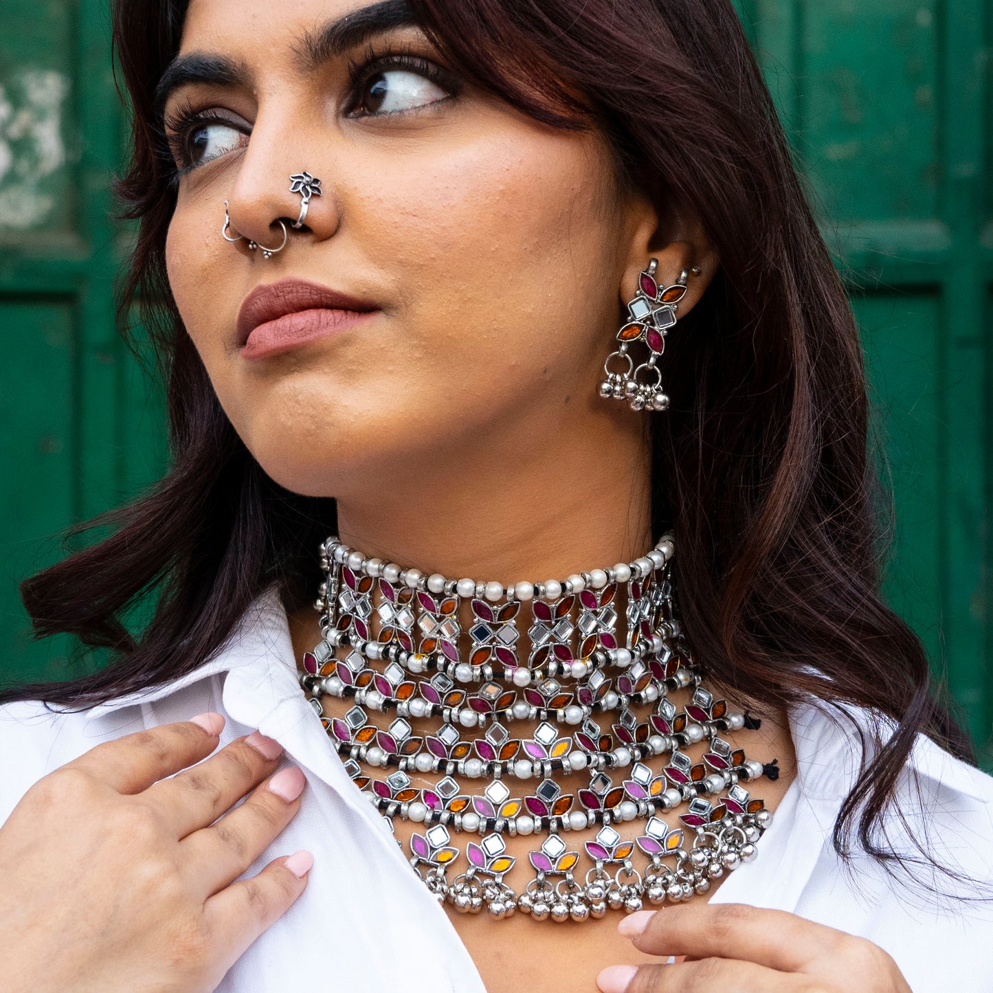 Rangeela Choker Set - Pink and Orange