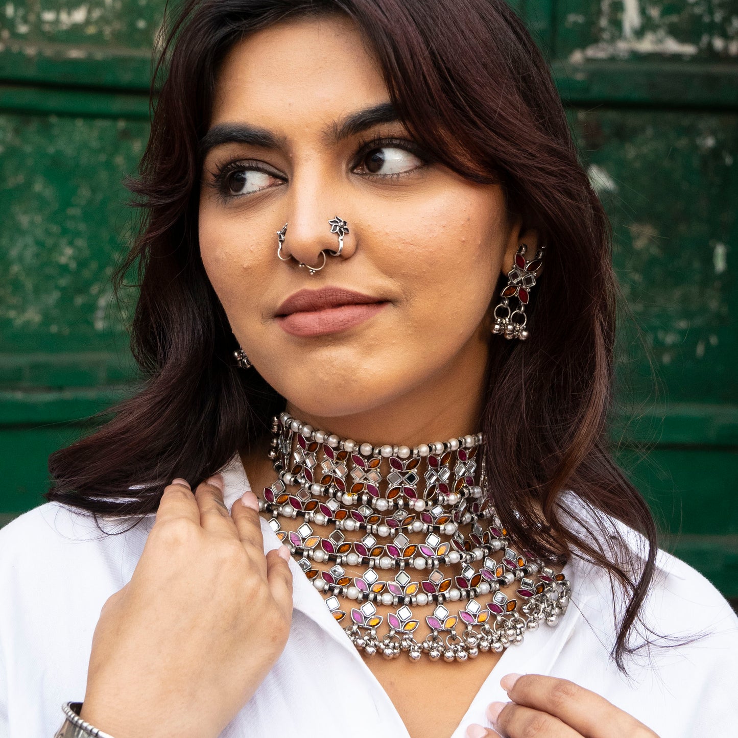Rangeela Choker Set - Pink and Orange
