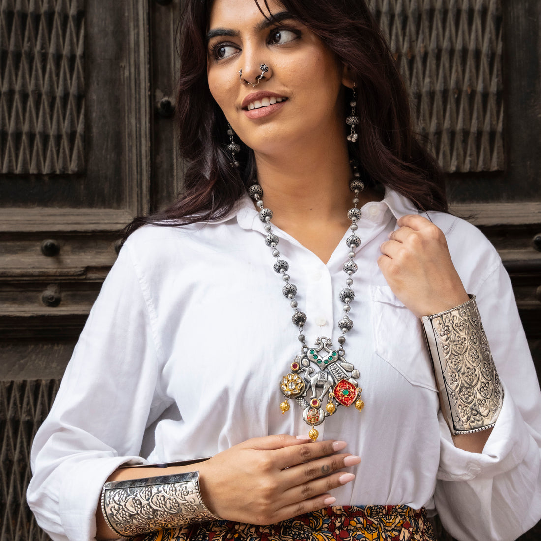 Long Necklace Kundan Set with 1 FREE Necklace
