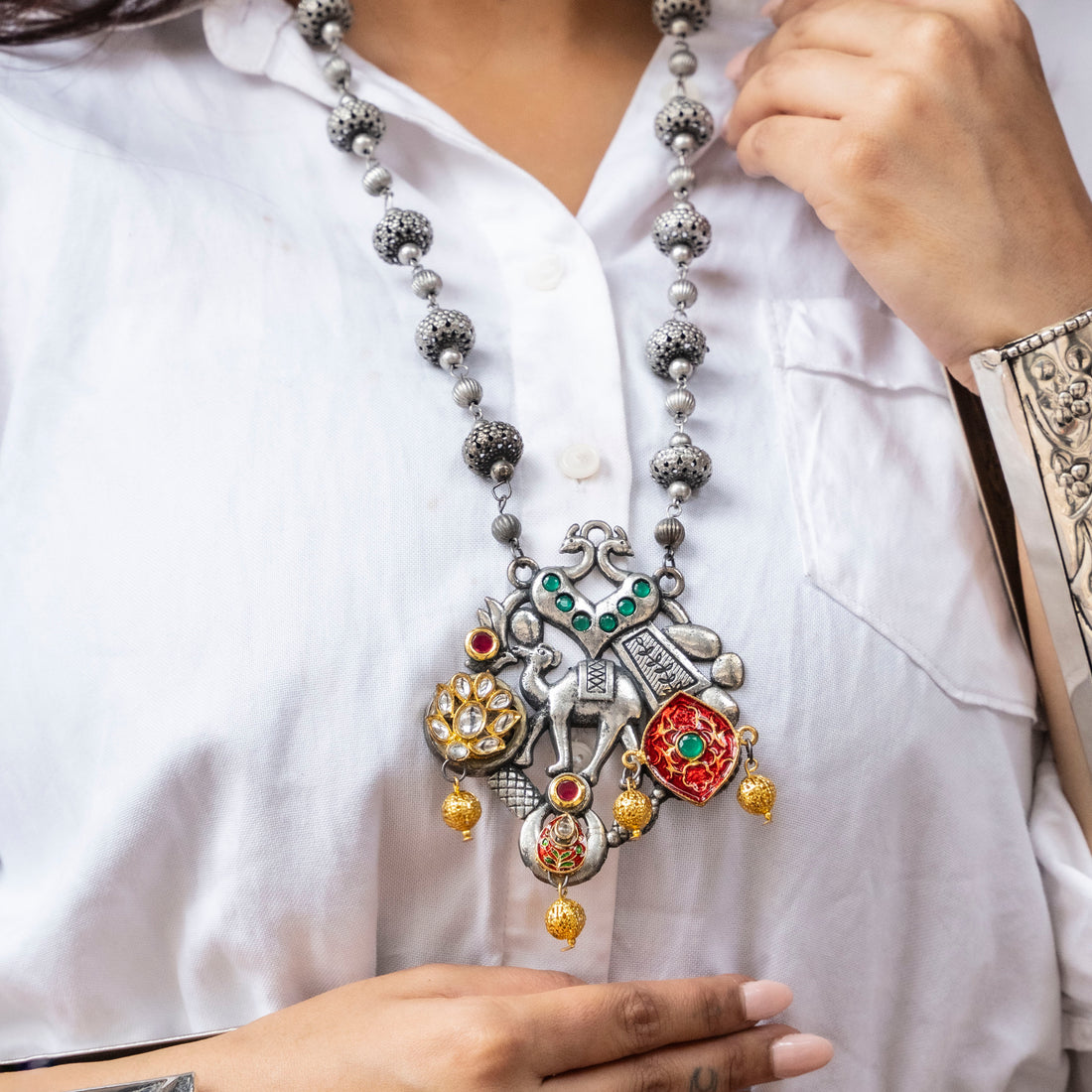 Long Necklace Kundan Set with 1 FREE Necklace