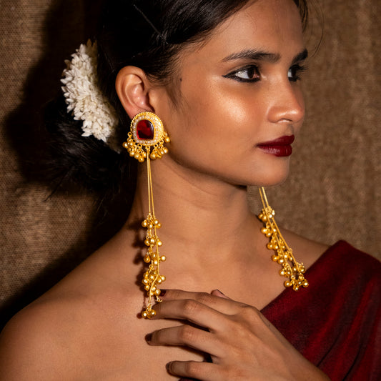 Inaya Kashmiri Earrings - Red