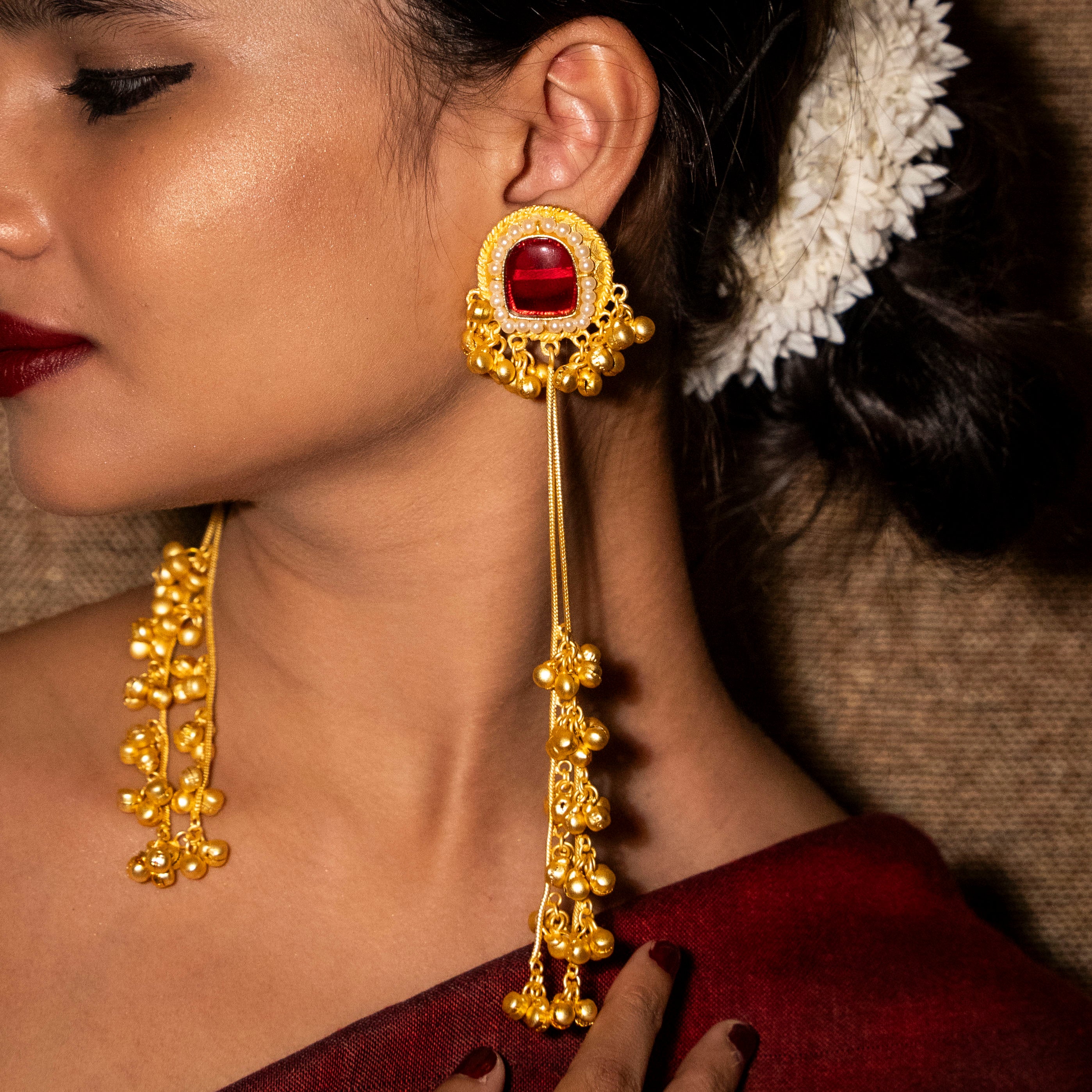 Inaya Kashmiri Earrings - Red