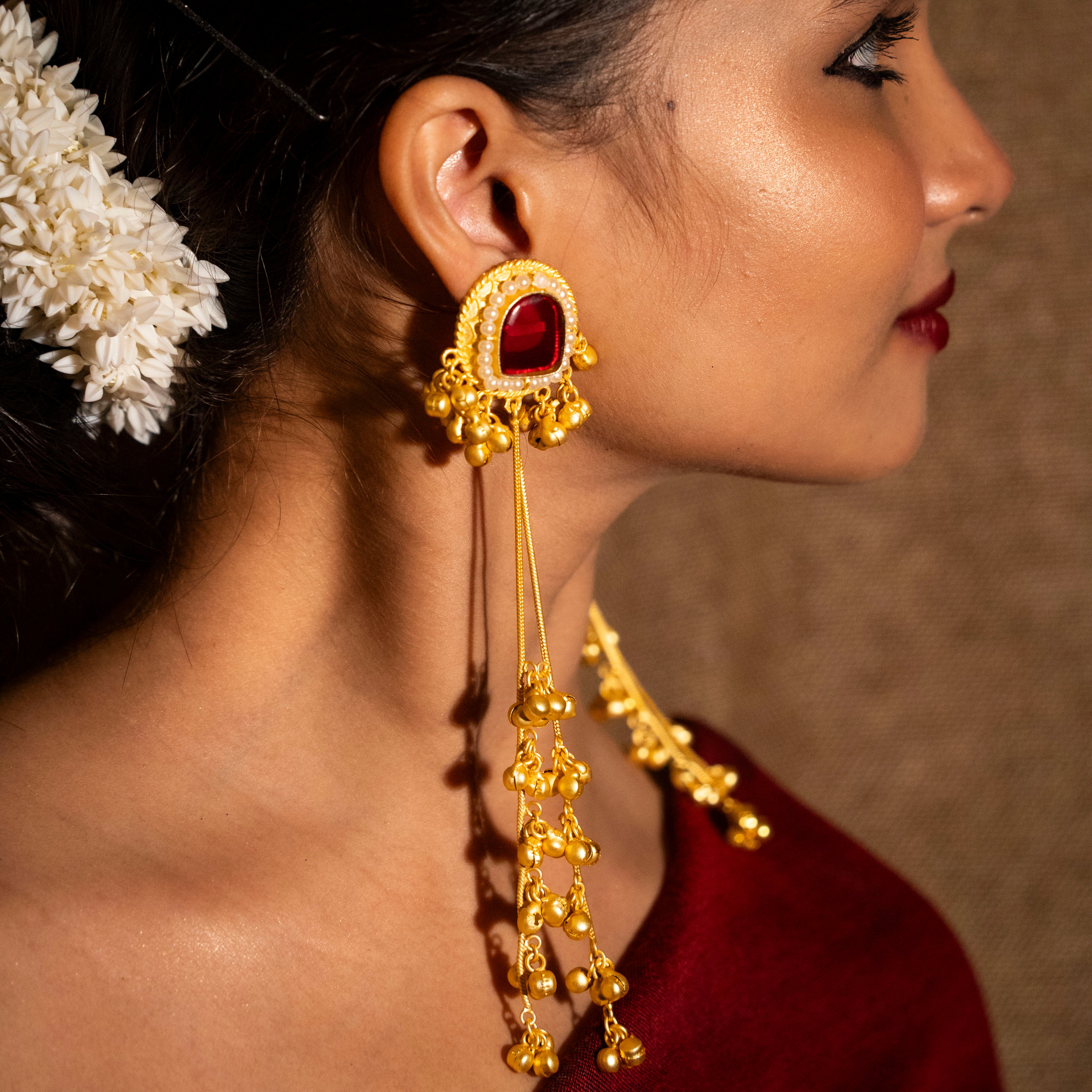 Inaya Kashmiri Earrings - Red