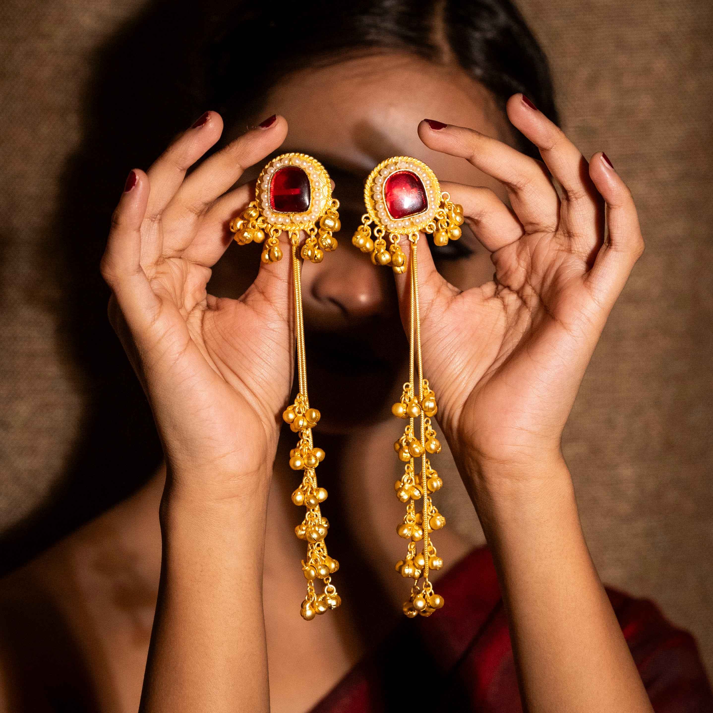 Inaya Kashmiri Earrings - Red