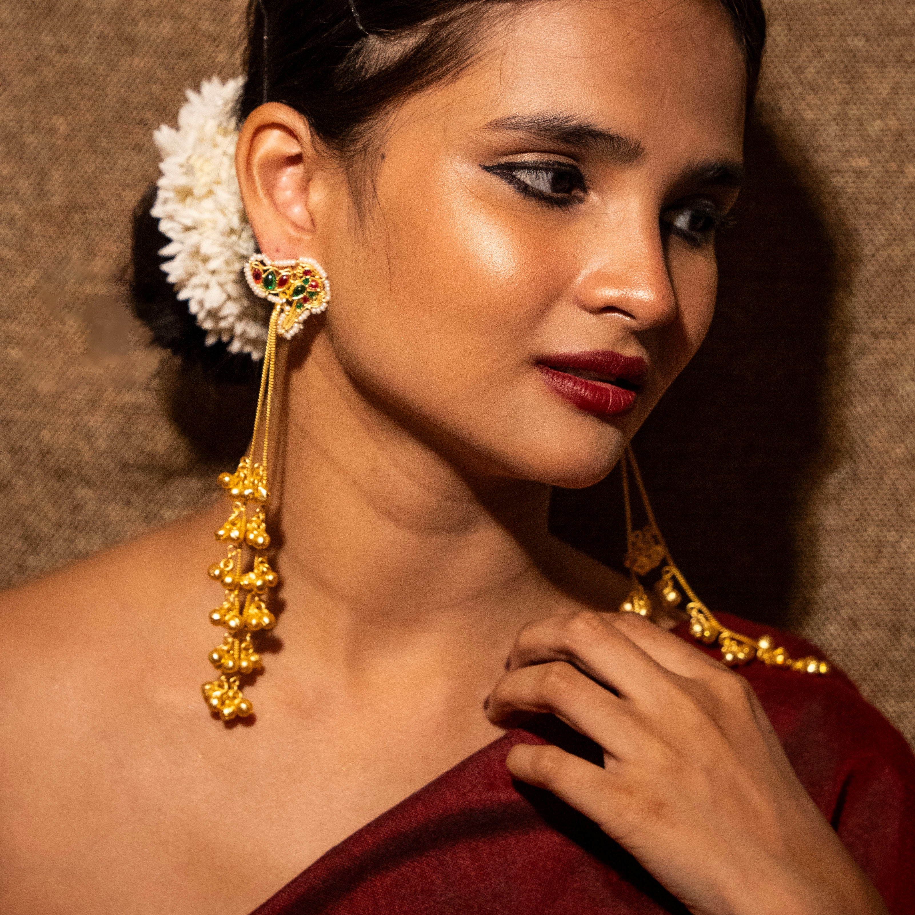 Yasmeen Kashmiri Earrings - Green and Red