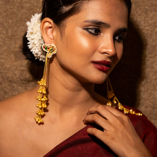 Yasmeen Kashmiri Earrings - Green and Red