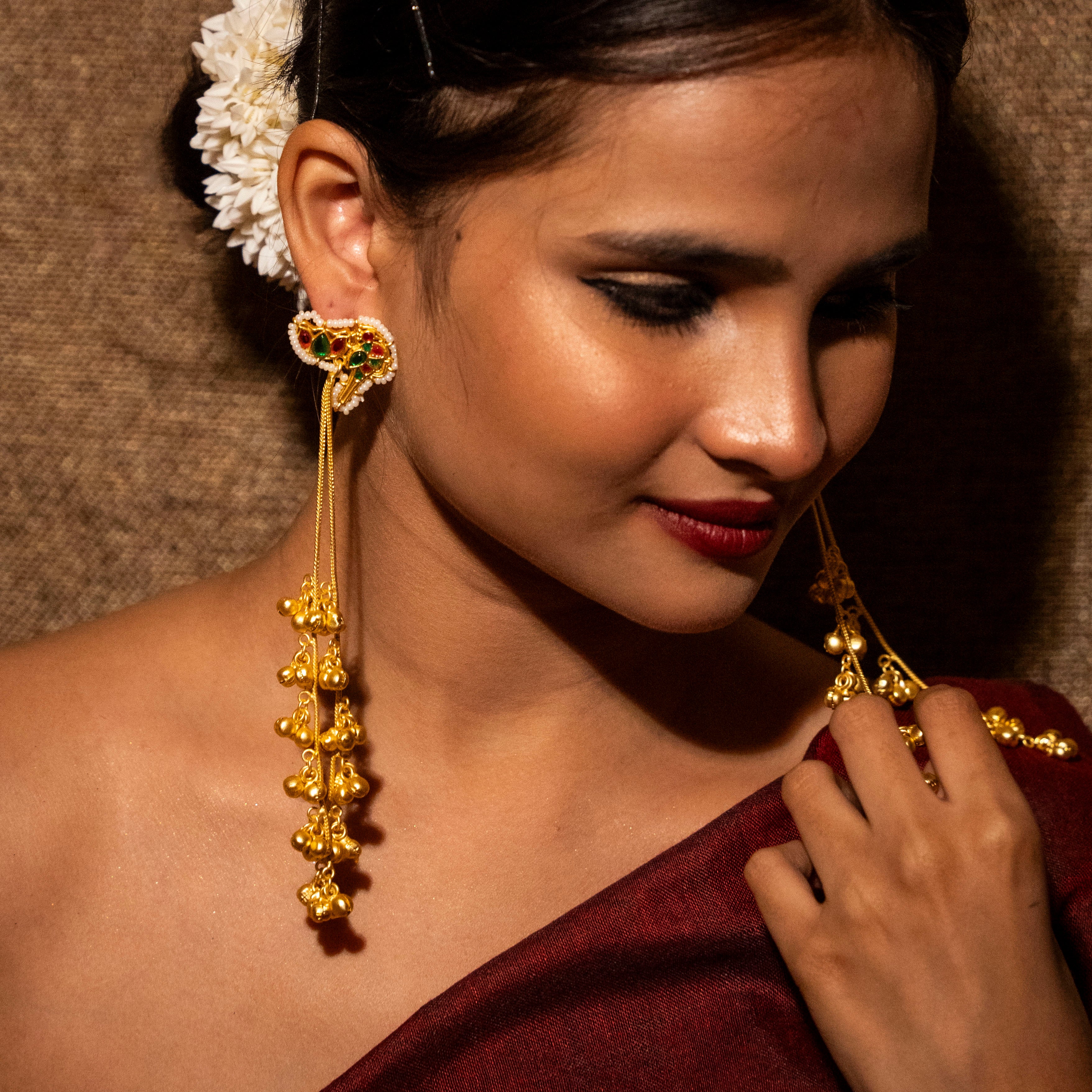 Yasmeen Kashmiri Earrings - Green and Red