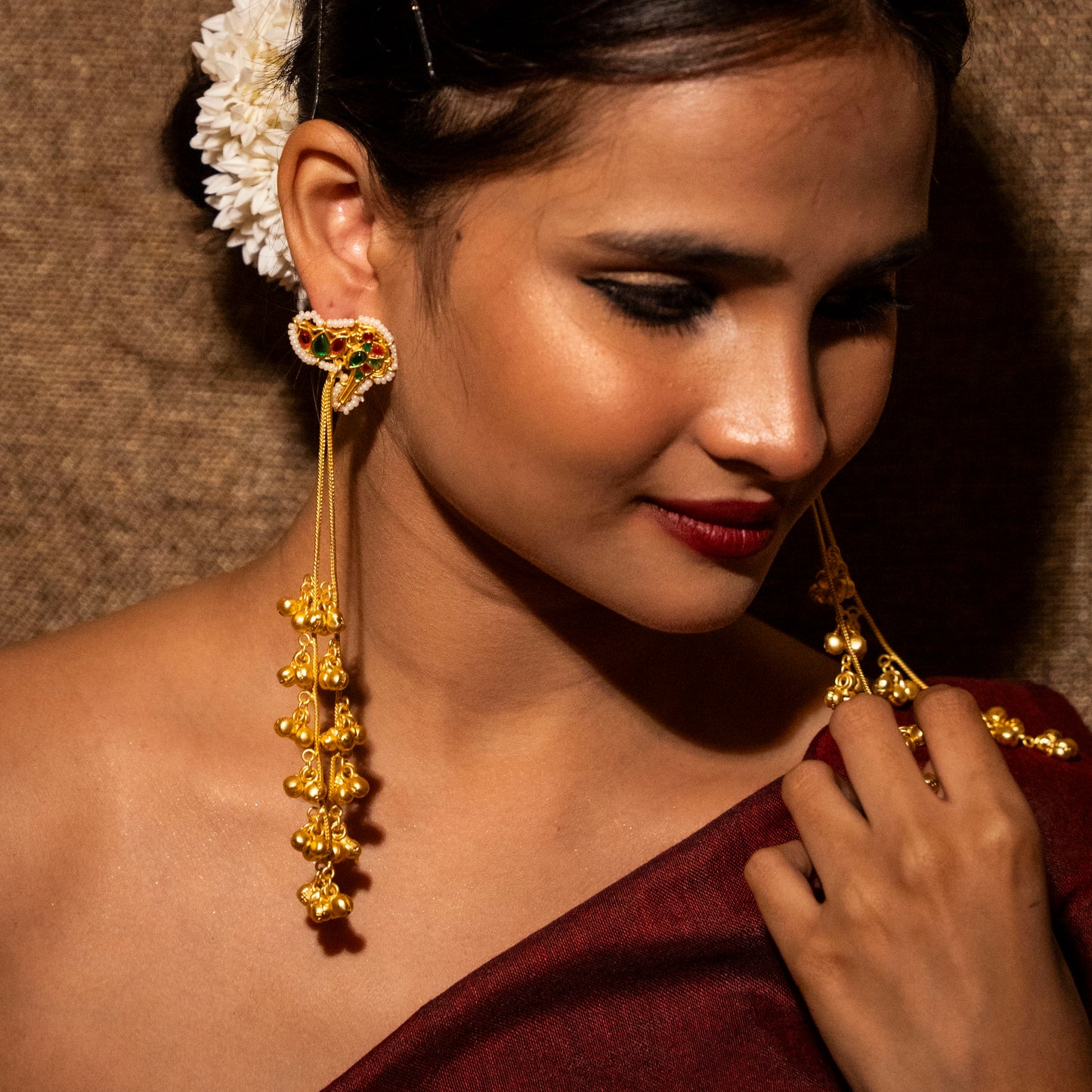 Yasmeen Kashmiri Earrings - Green and Red