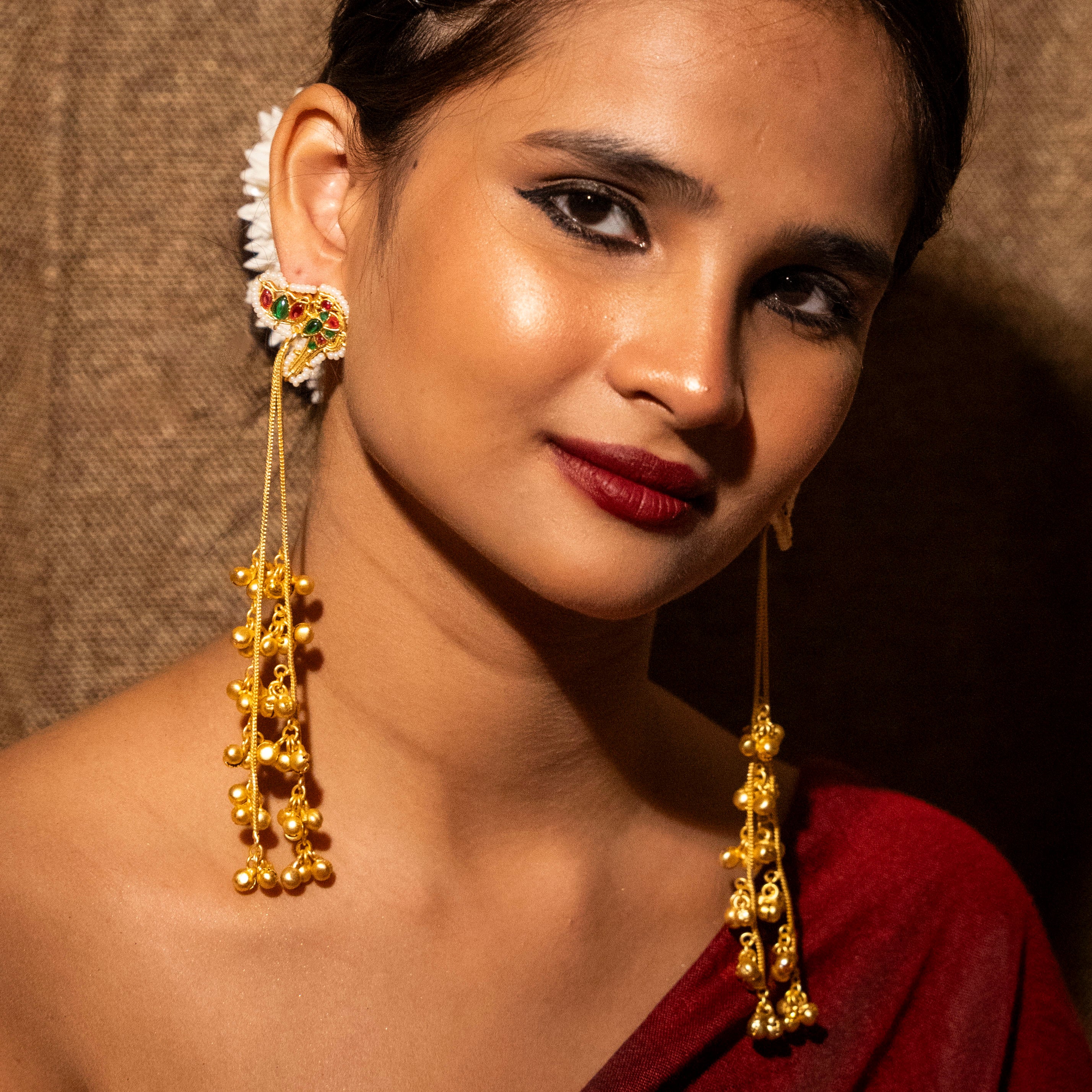 Yasmeen Kashmiri Earrings - Green and Red