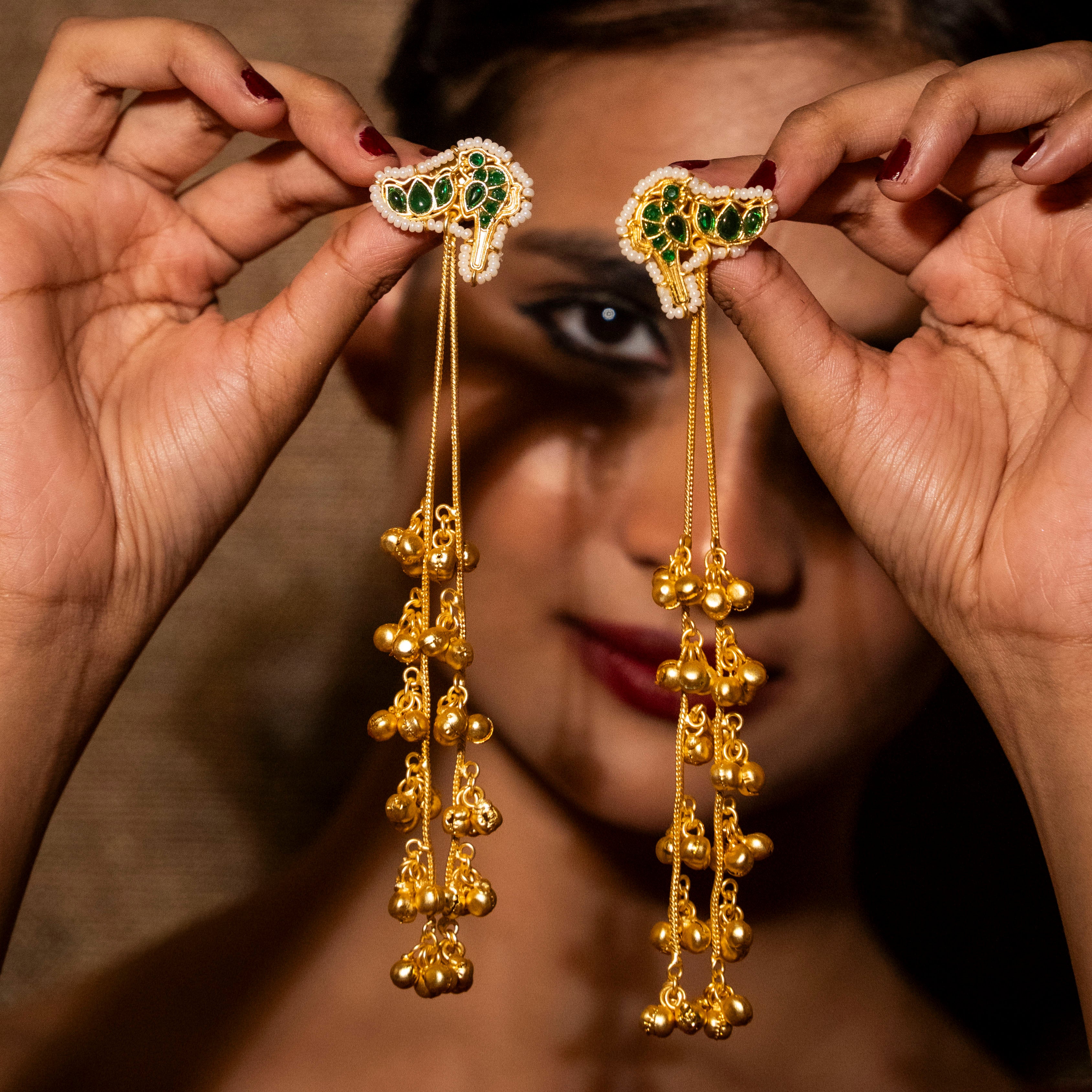 Yasmeen Kashmiri Earrings - Green