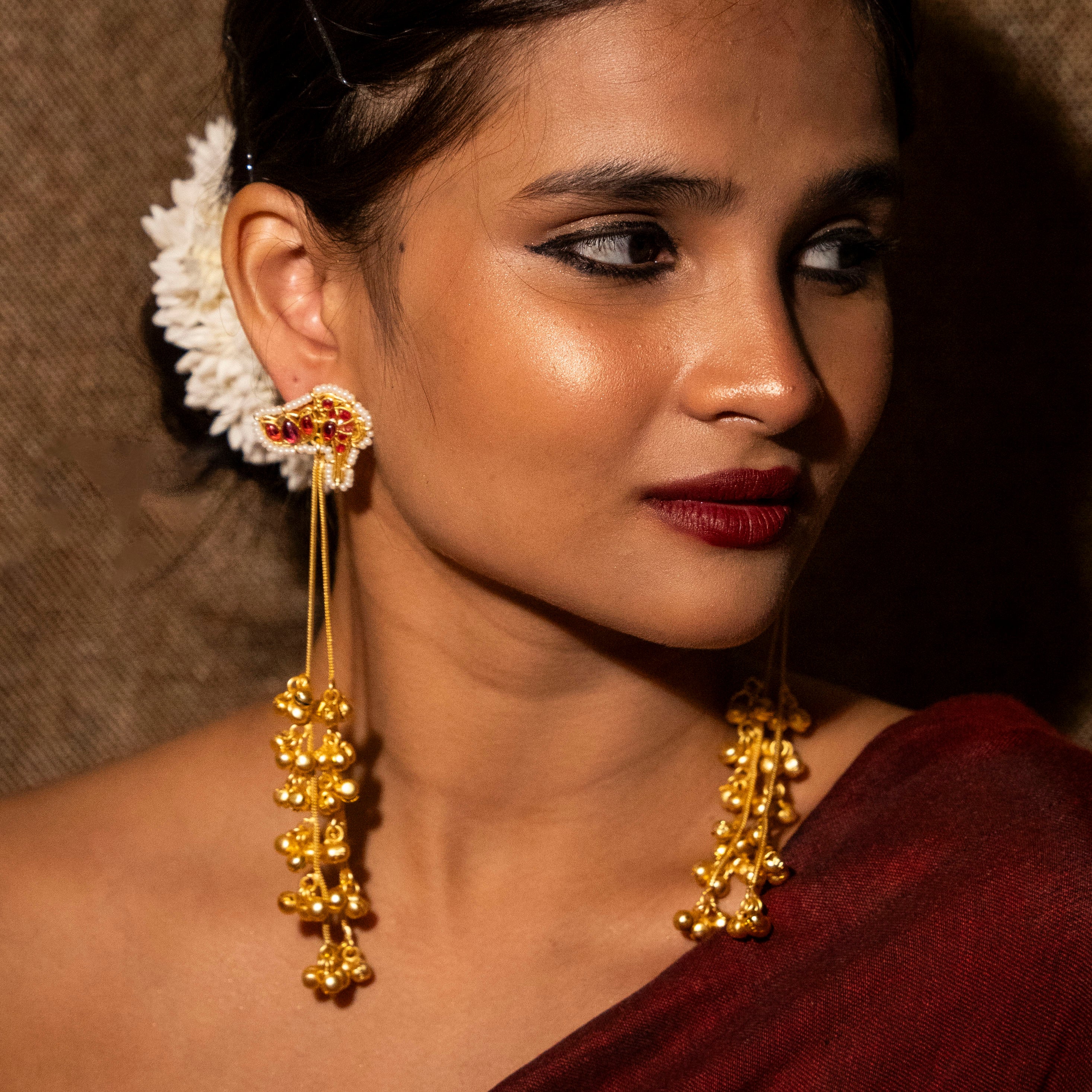 Yasmeen Kashmiri Earrings - Red