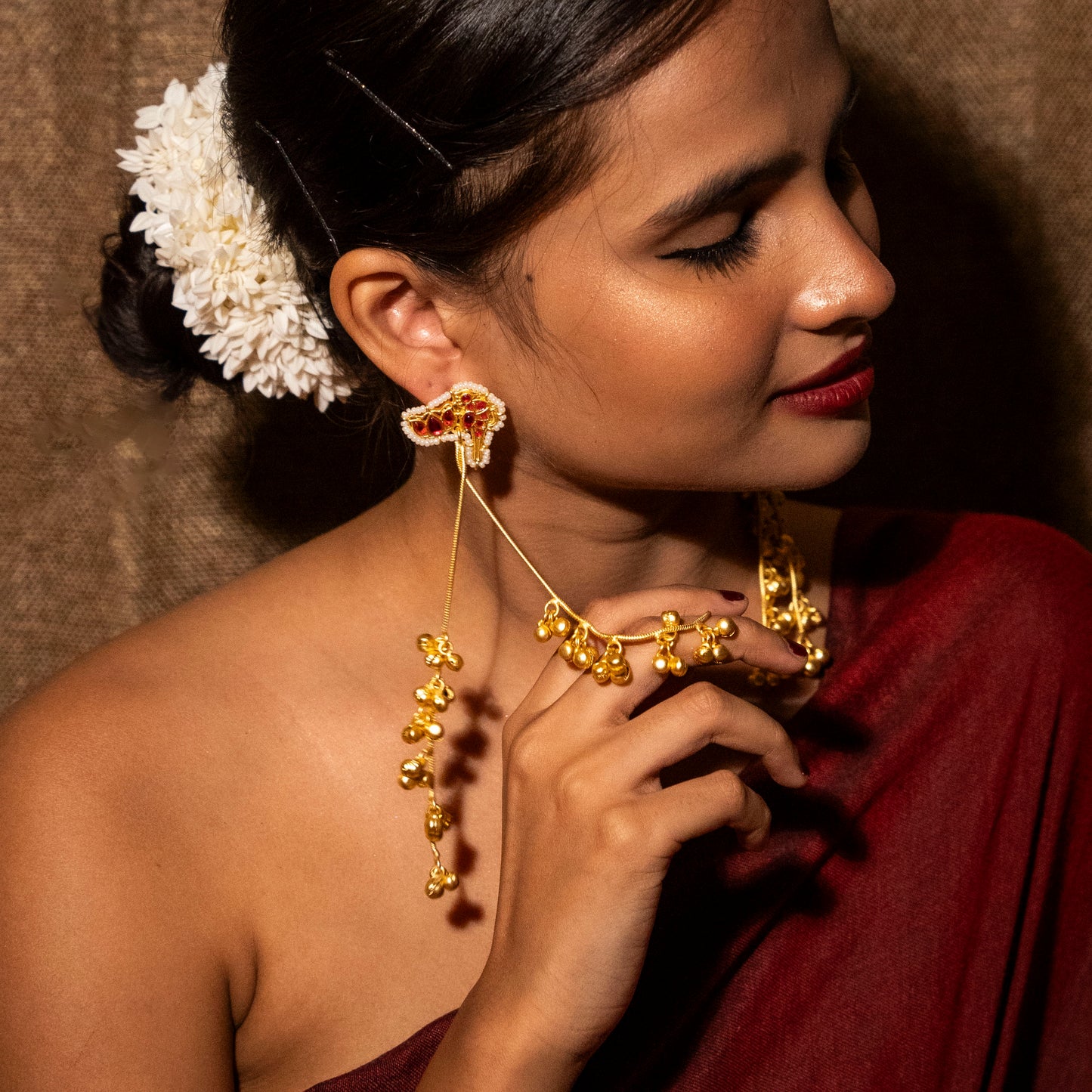 Yasmeen Kashmiri Earrings - Red