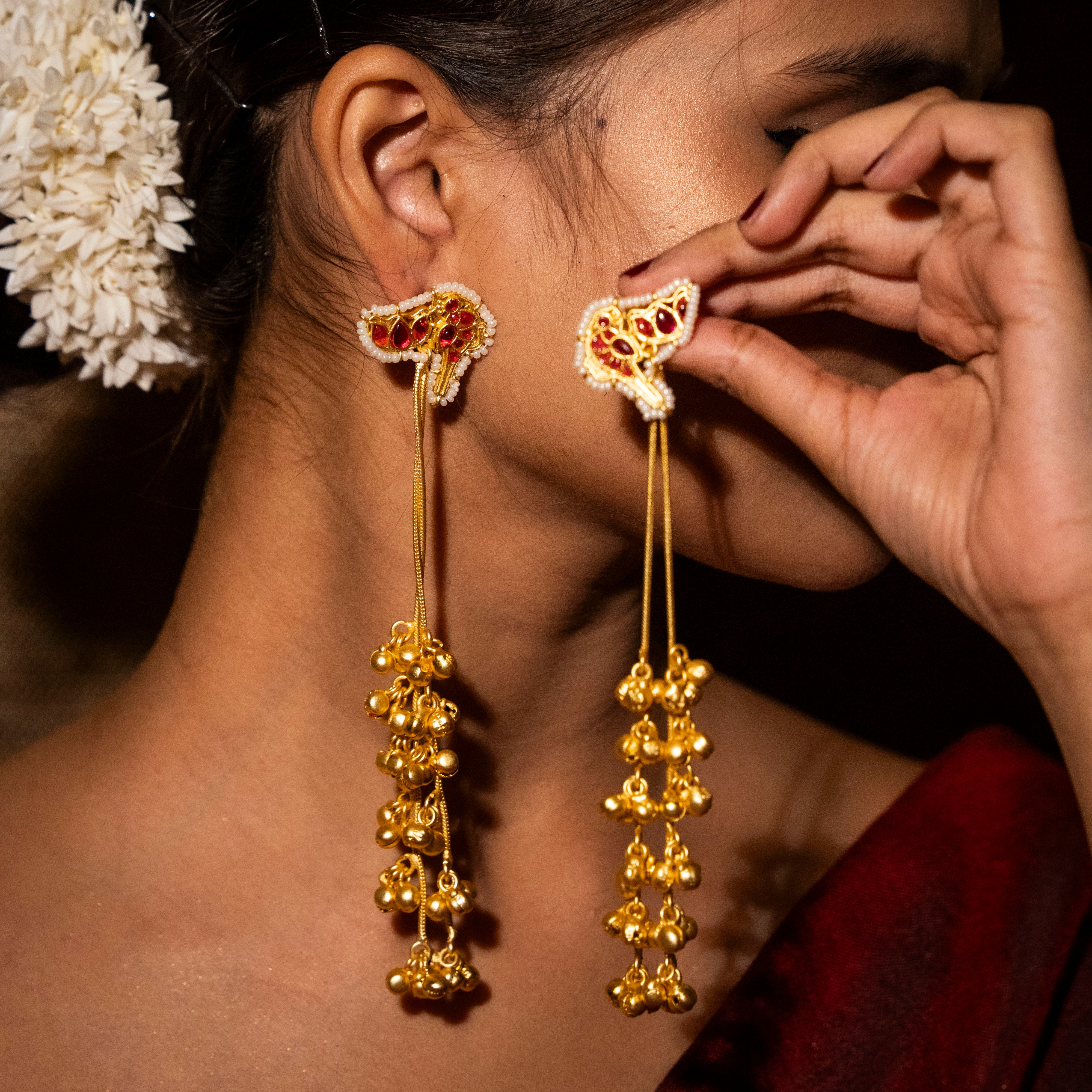 Yasmeen Kashmiri Earrings - Red