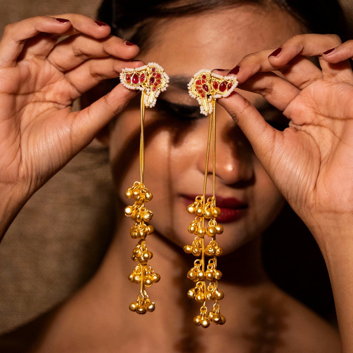 Yasmeen Kashmiri Earrings - Red