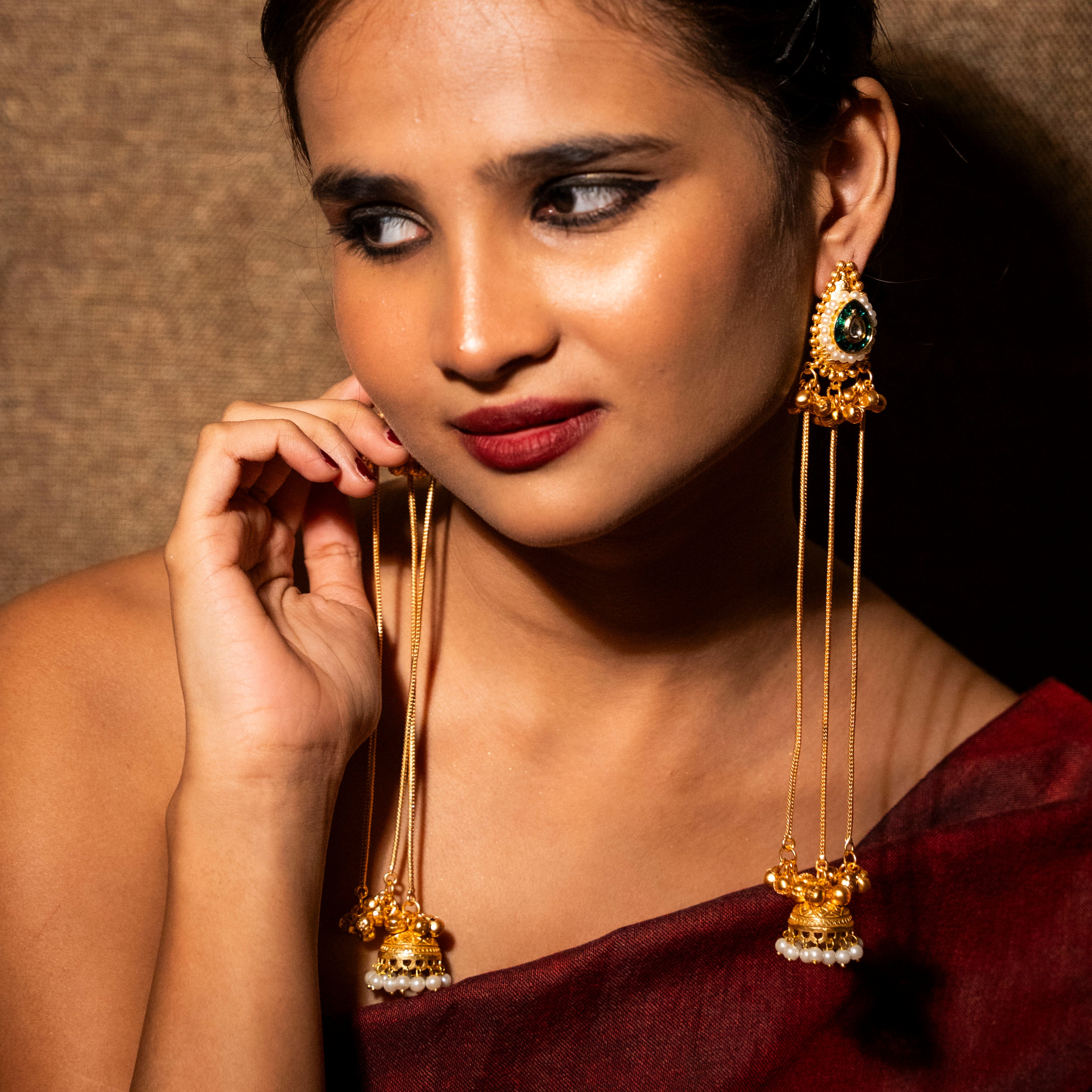 Fiza Kashmiri Earrings - Red