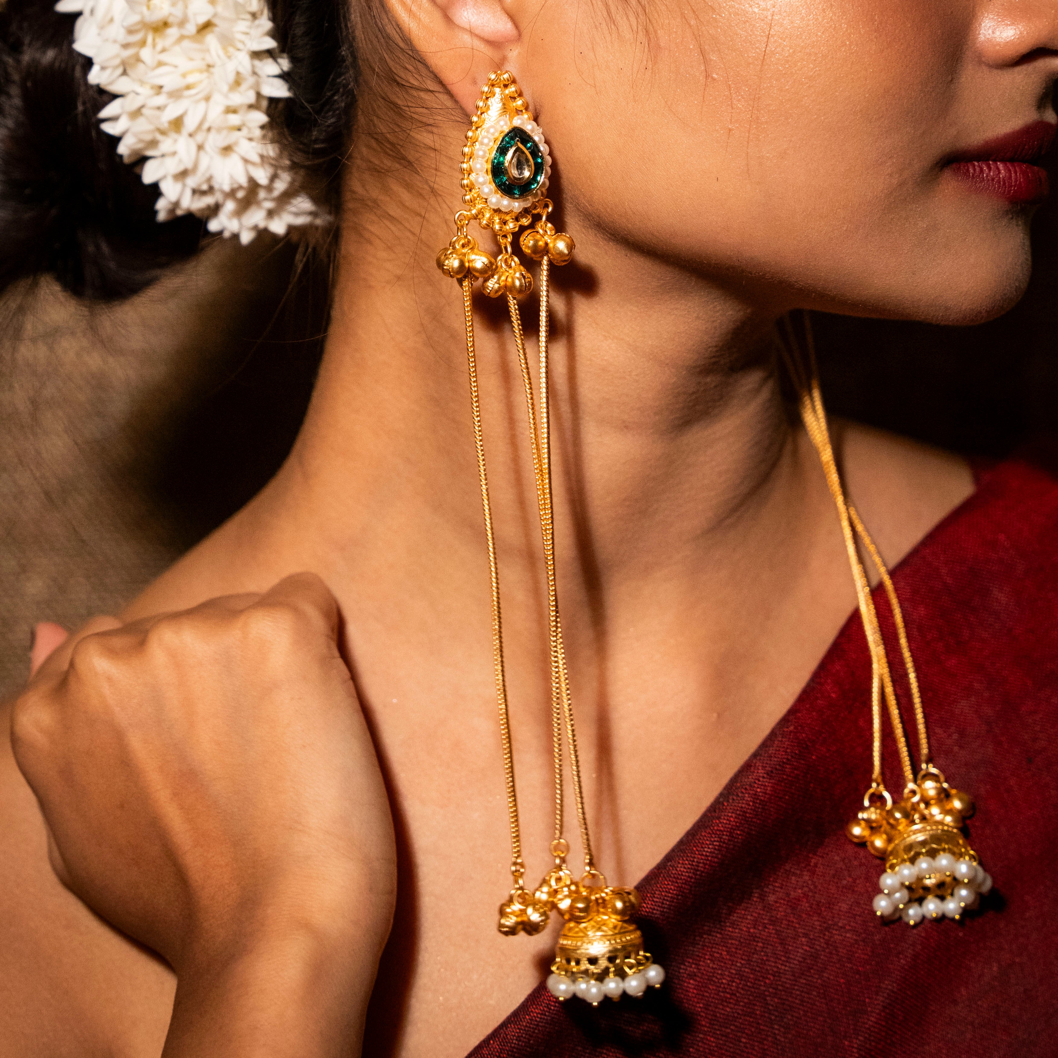 Fiza Kashmiri Earrings - Red