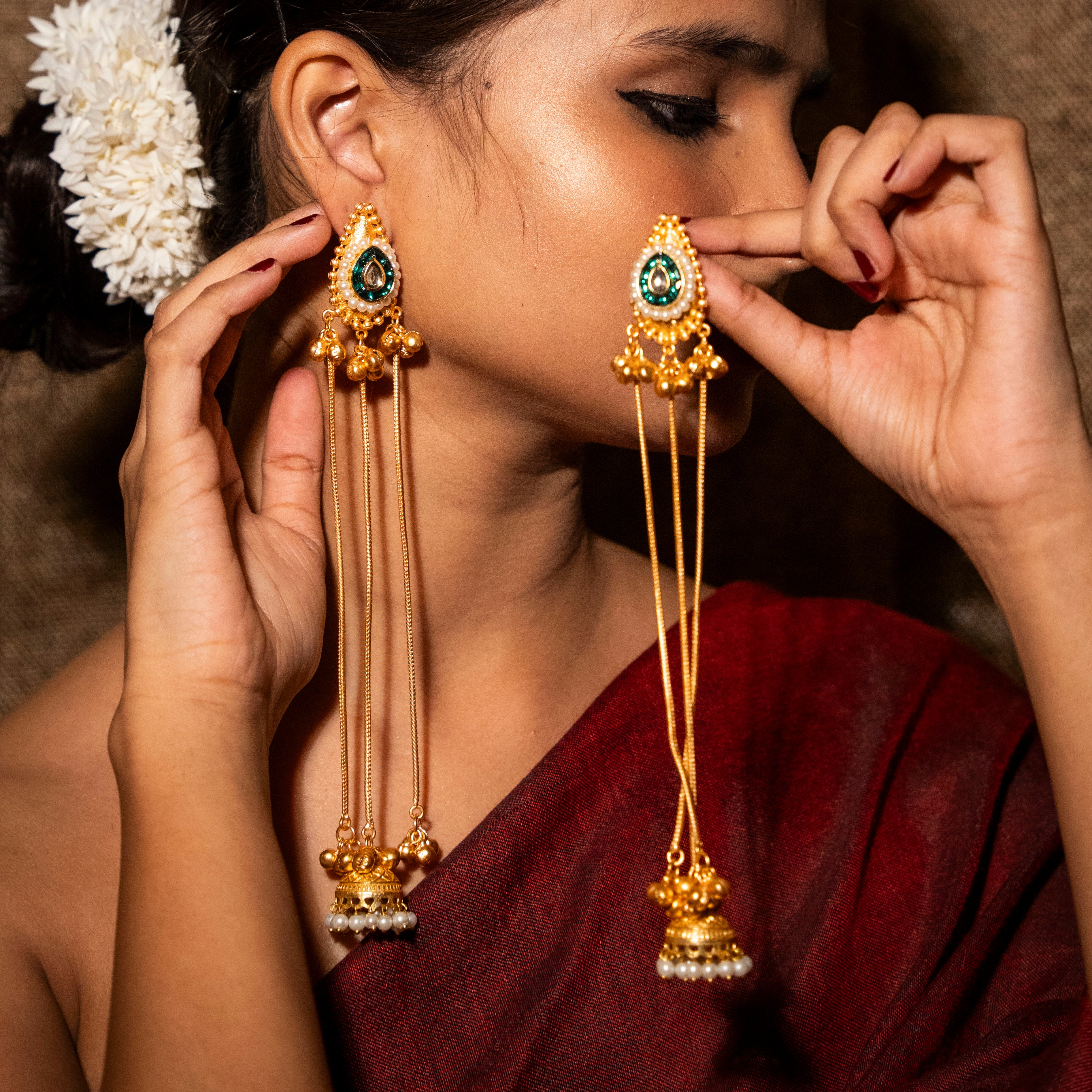 Fiza Kashmiri Earrings - Red