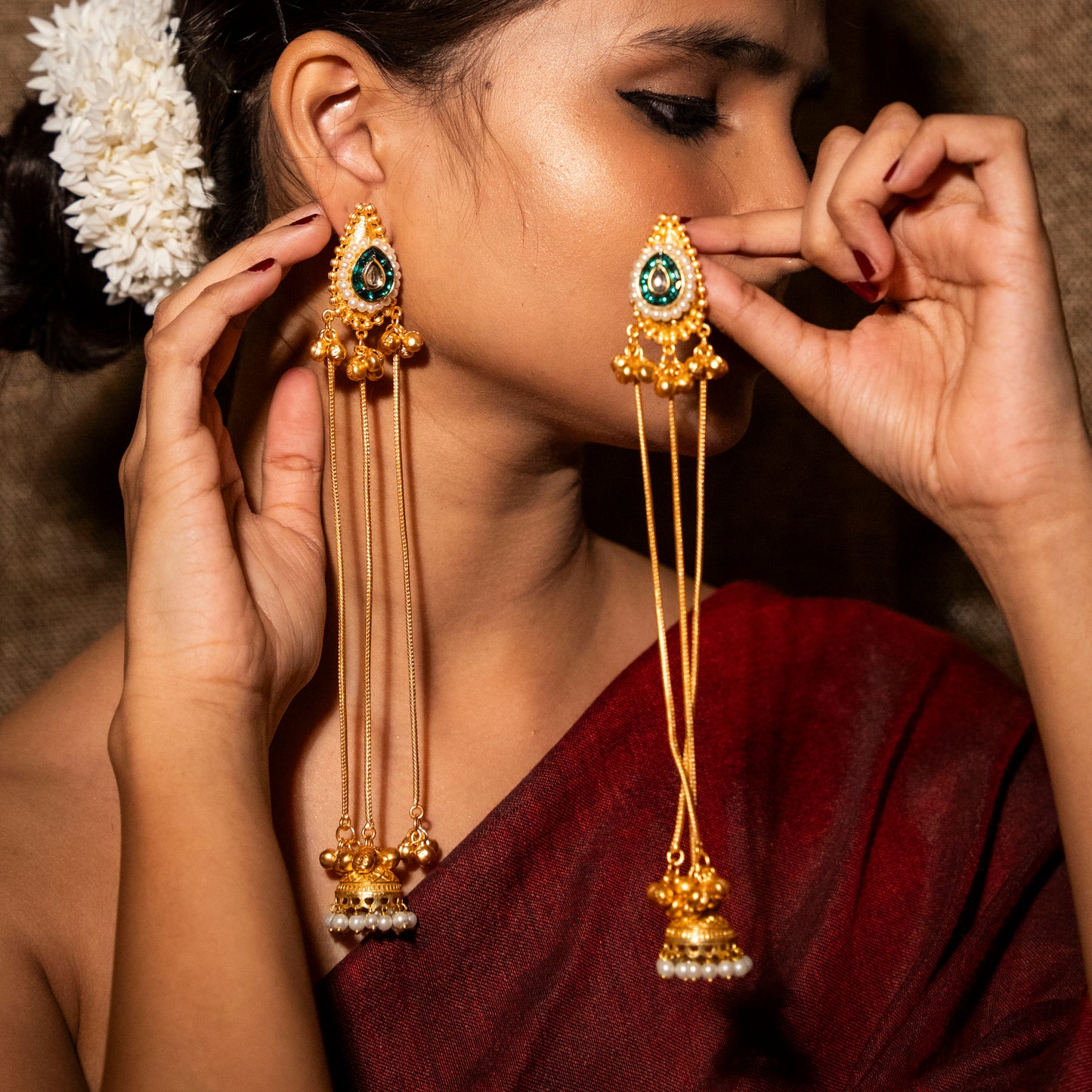 Fiza Kashmiri Earrings - Red
