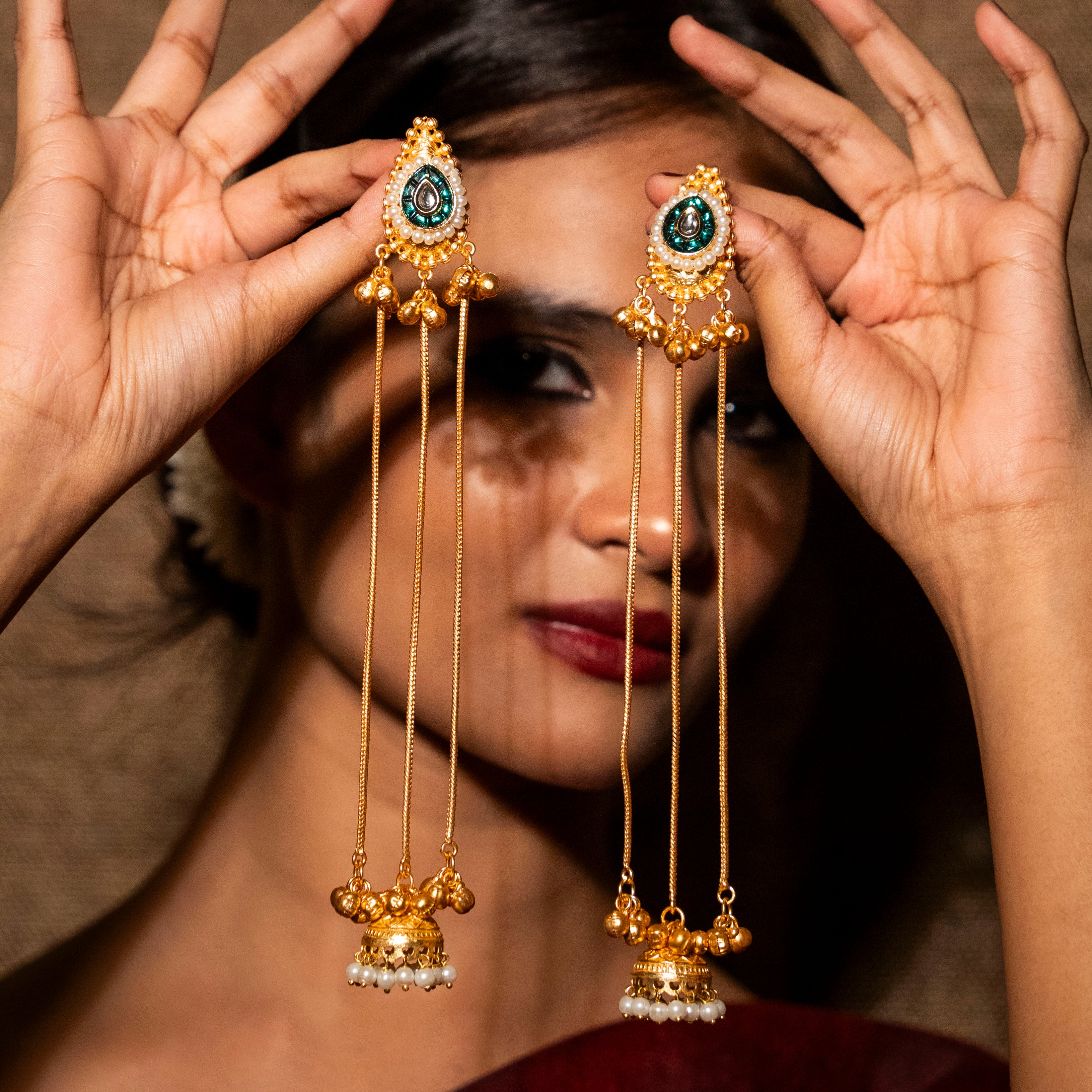 Fiza Kashmiri Earrings - Red