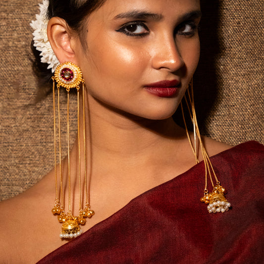 Shireen Kashmiri Earrings - Red