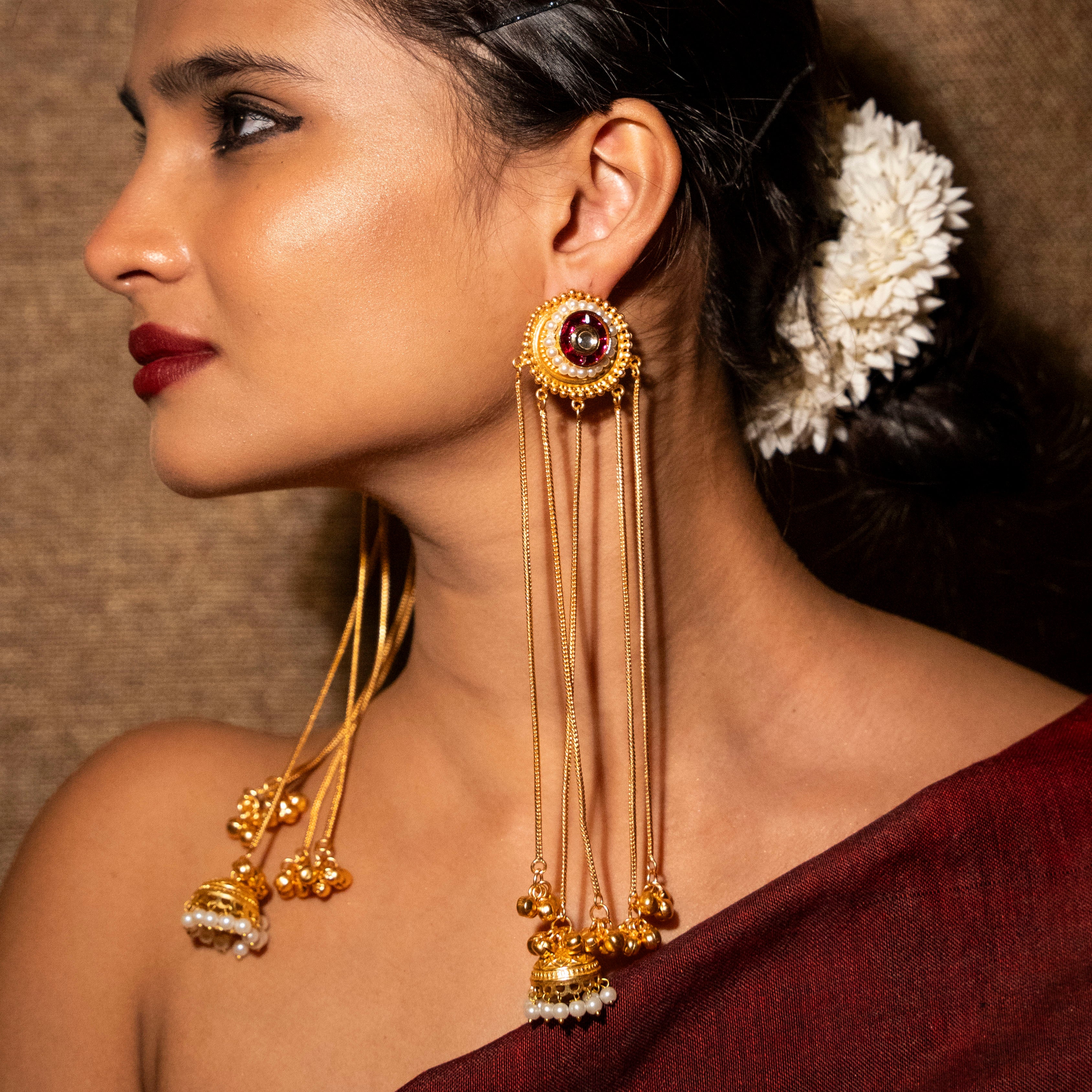 Shireen Kashmiri Earrings - Red