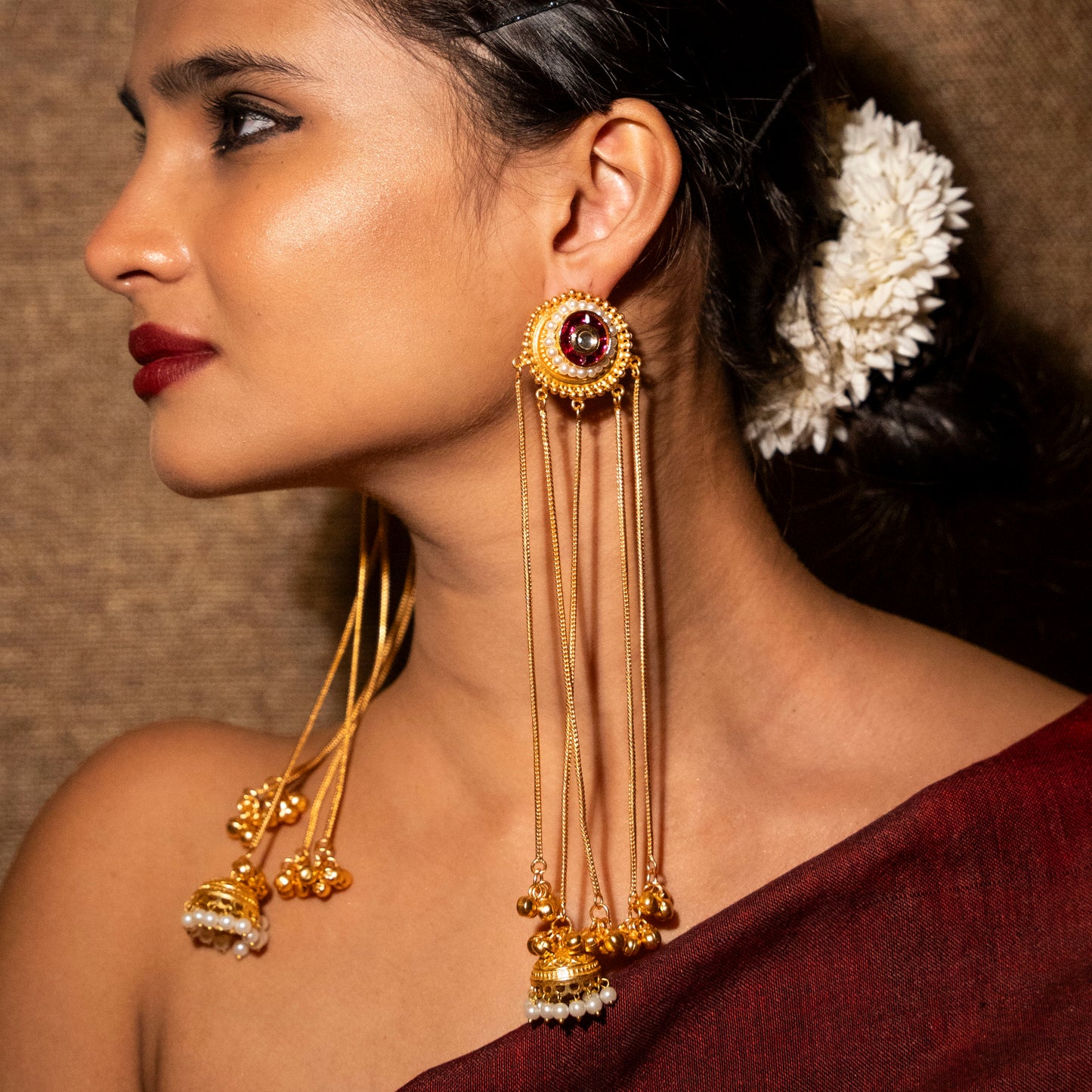 Shireen Kashmiri Earrings - Red