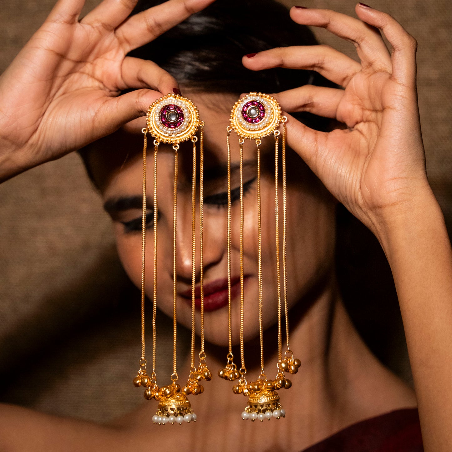 Shireen Kashmiri Earrings - Red