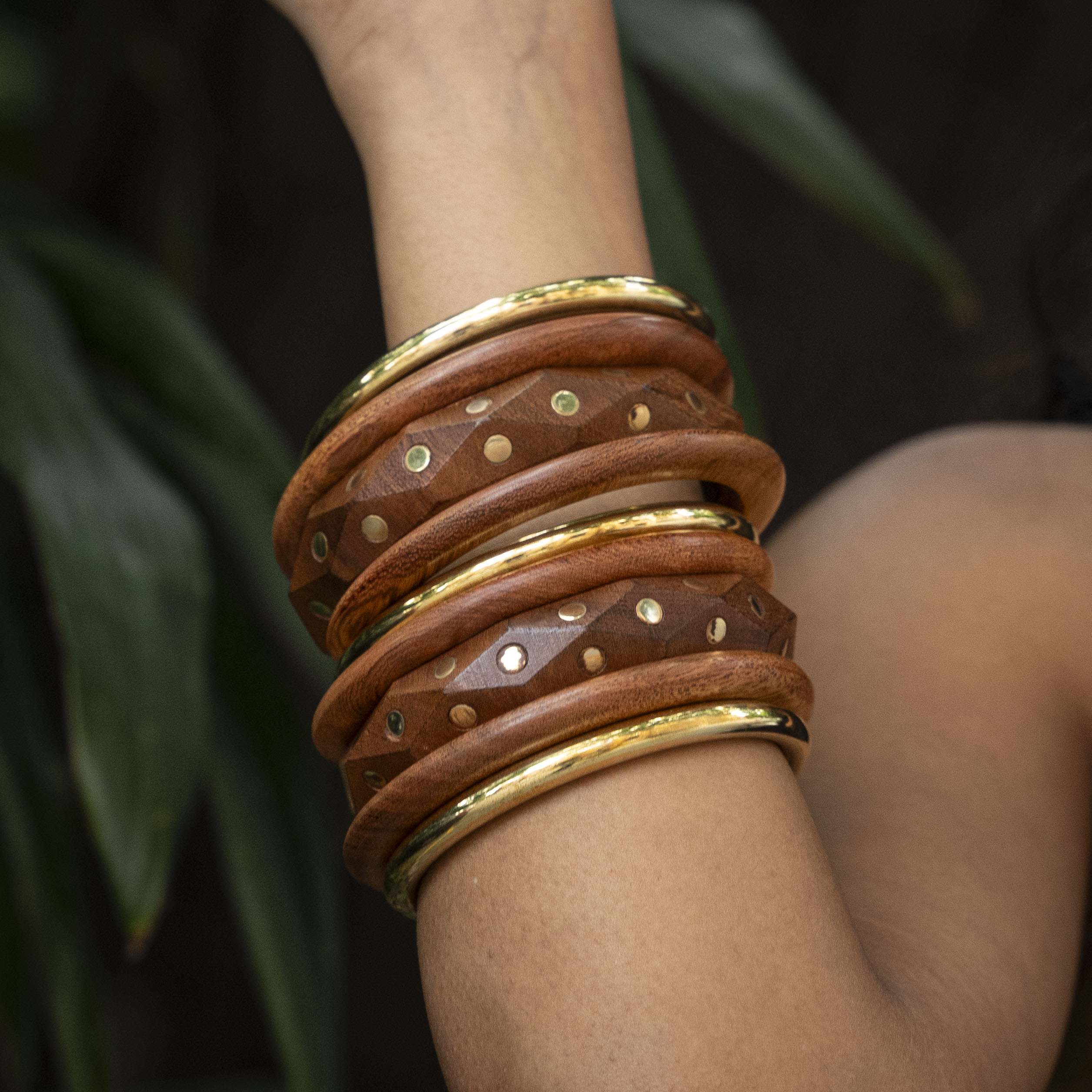 Aabha Wooden Bangle Stack