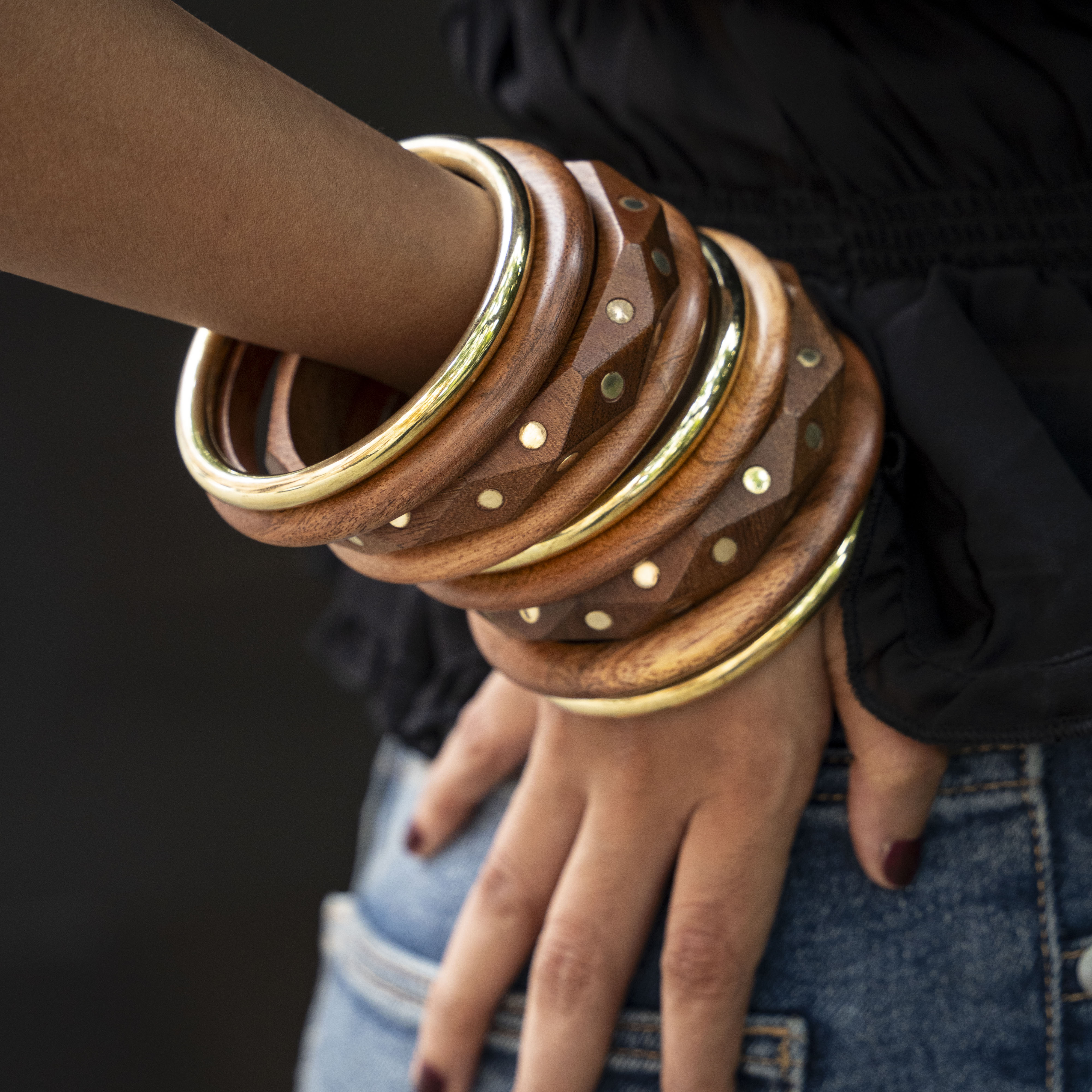 Aabha Wooden Bangle Stack