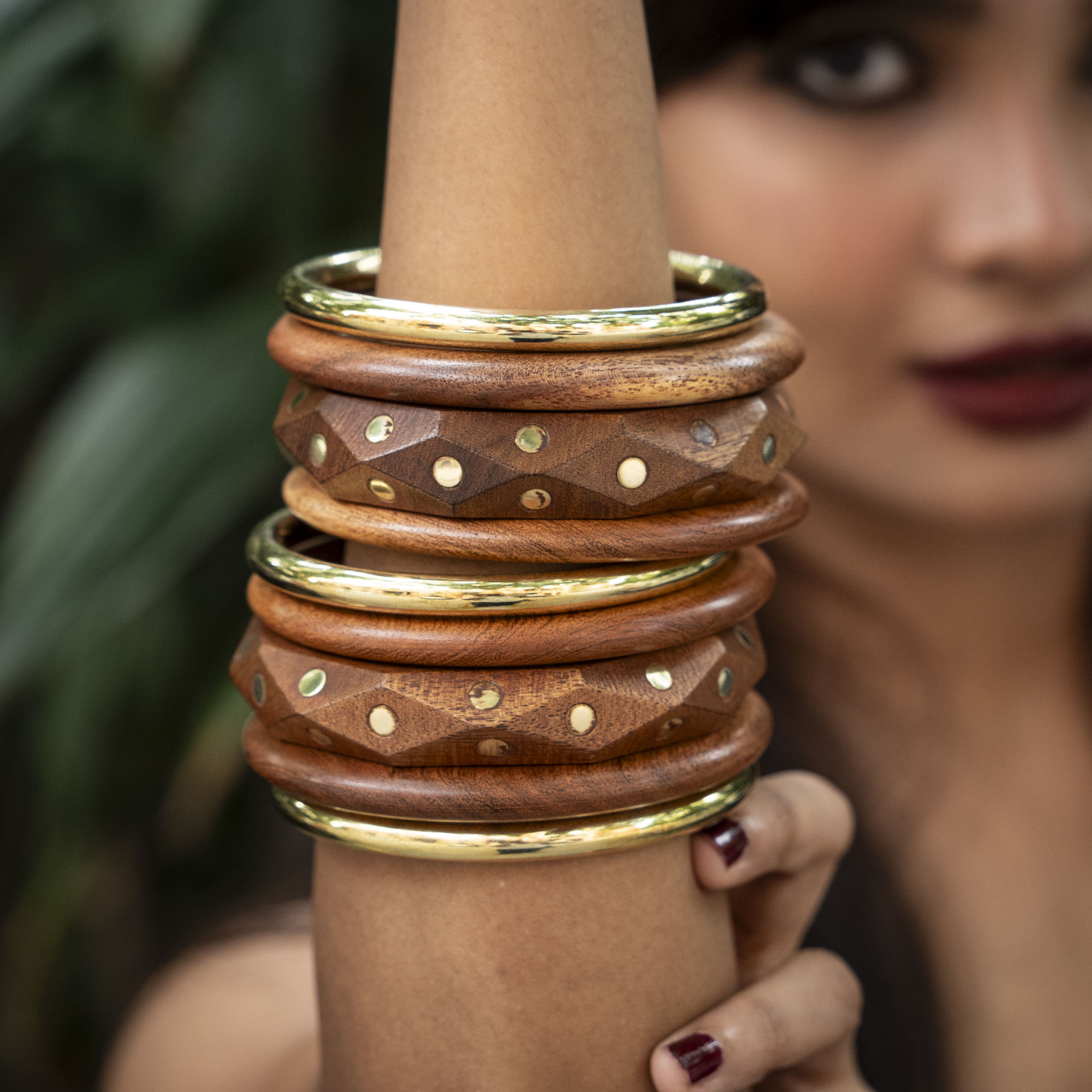 Aabha Wooden Bangle Stack