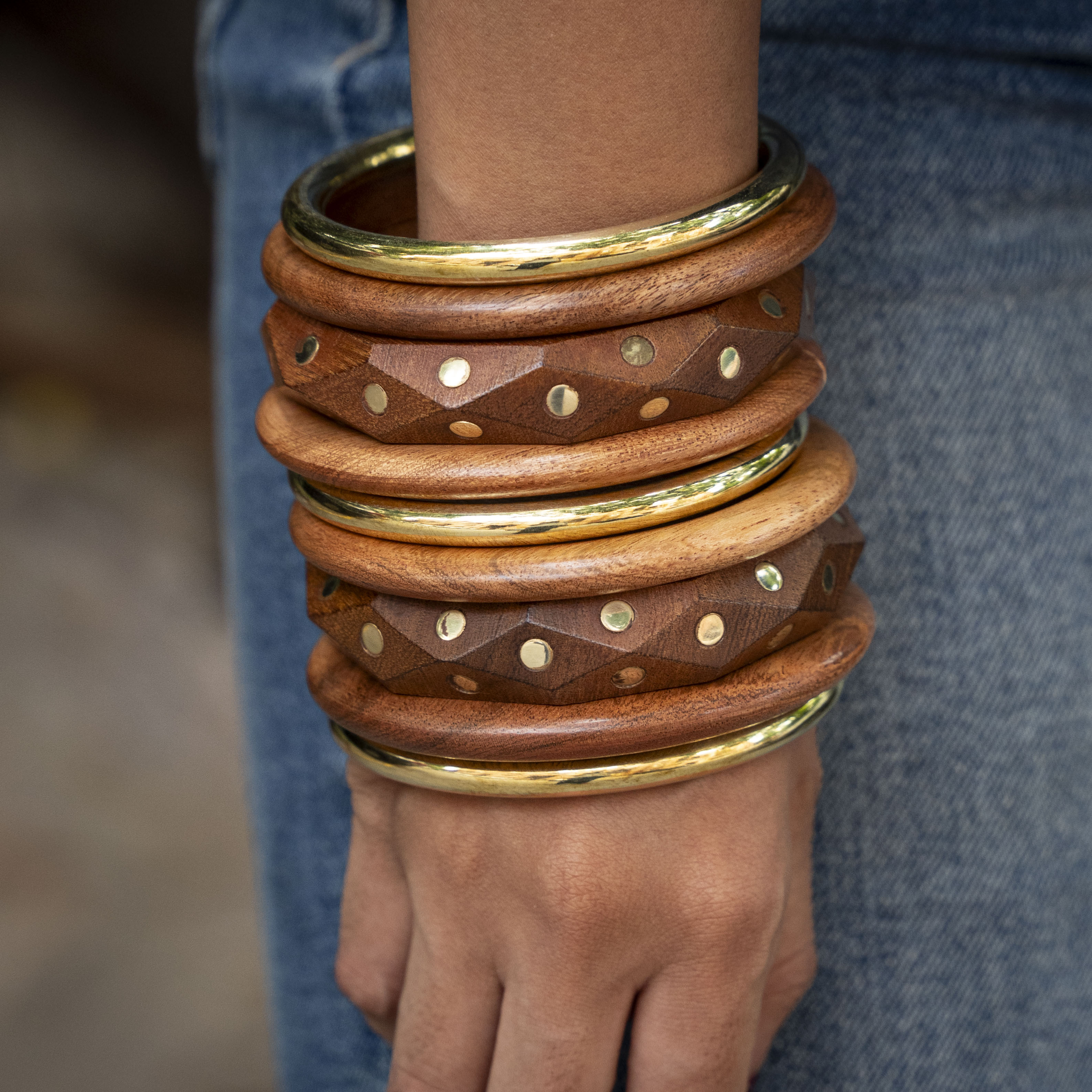 Aabha Wooden Bangle Stack