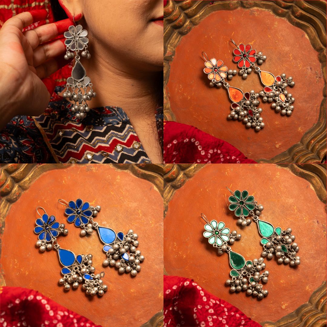 Phool Ghungroo Mirror Earrings