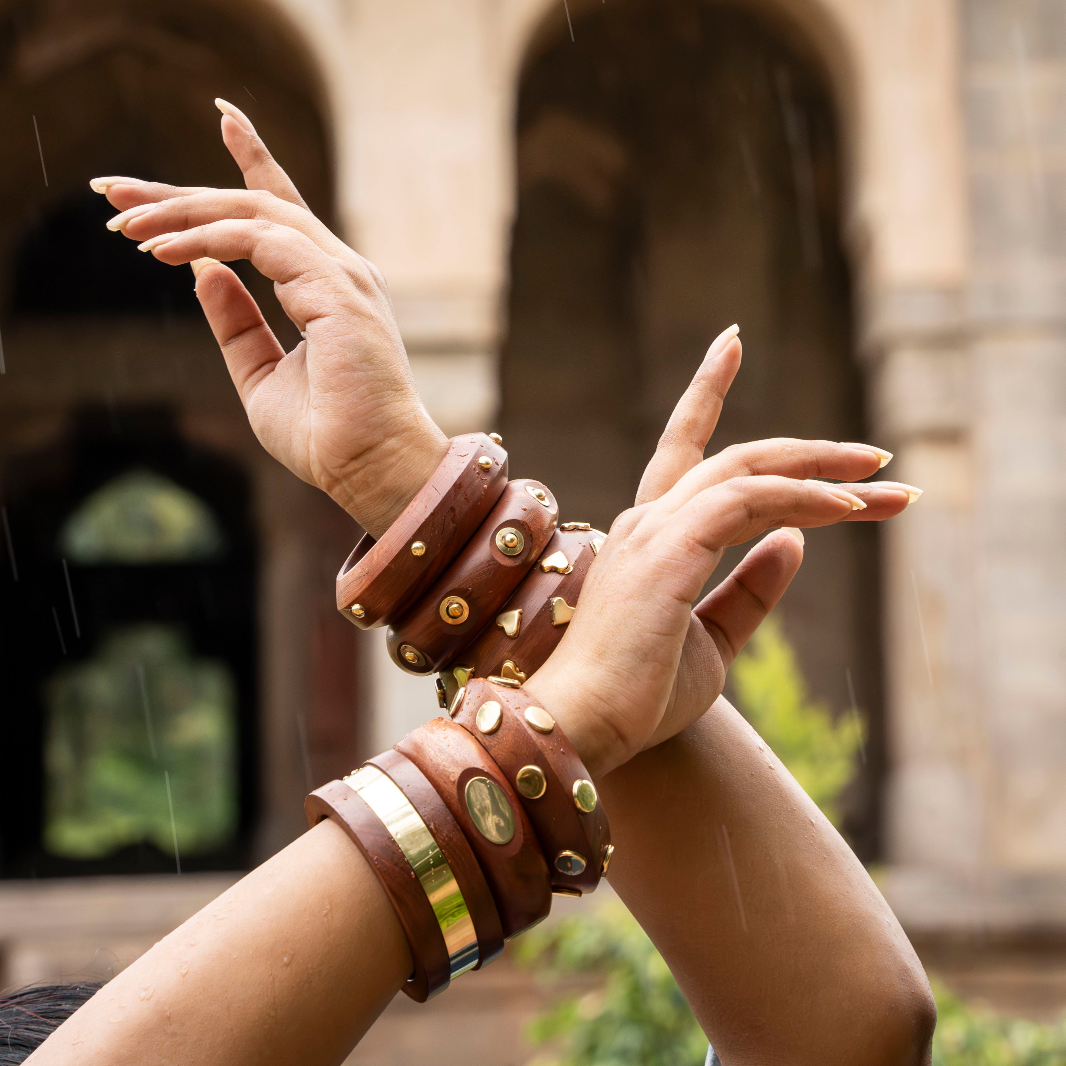 Stack of three - Assorted Wooden Bangles