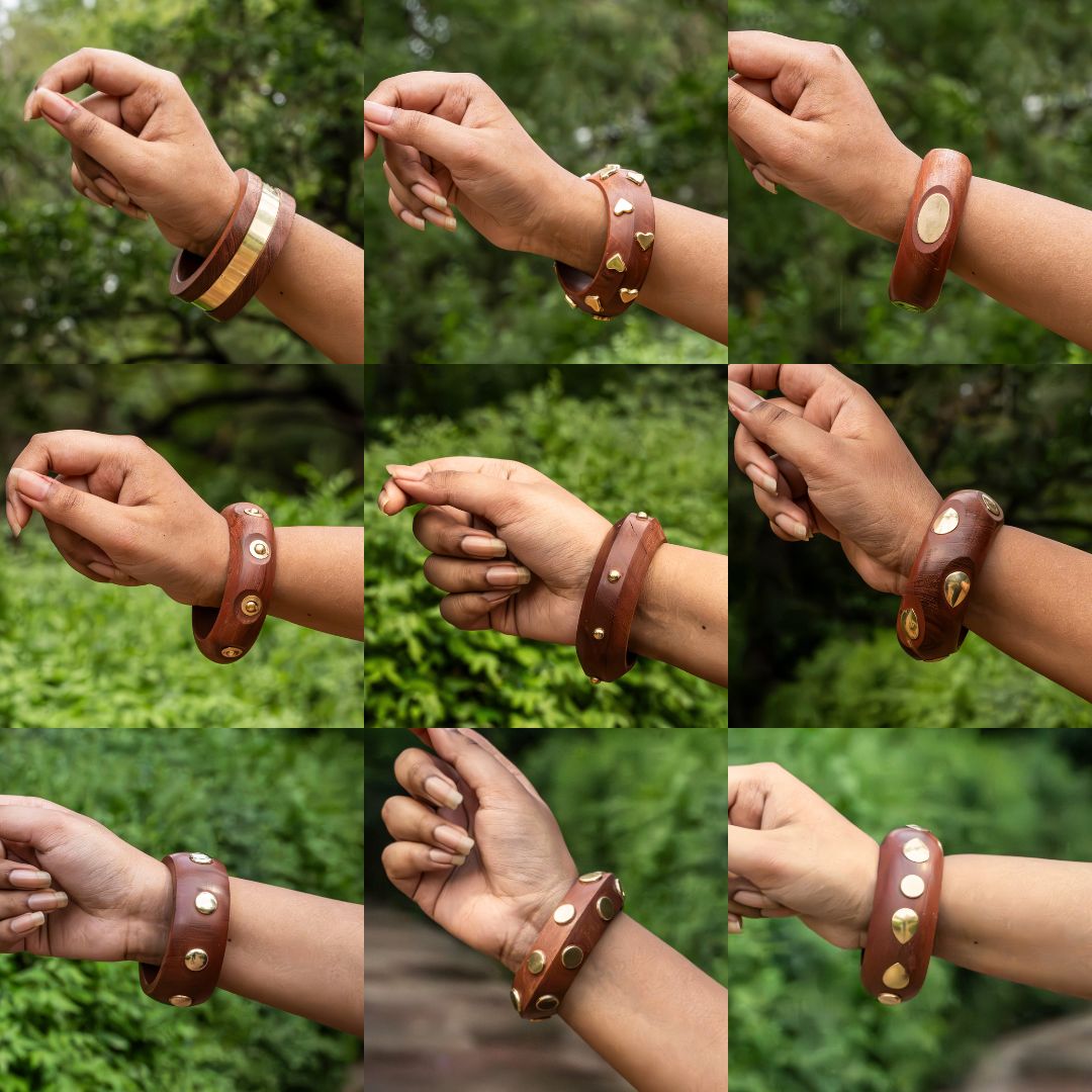 Stack of three - Assorted Wooden Bangles