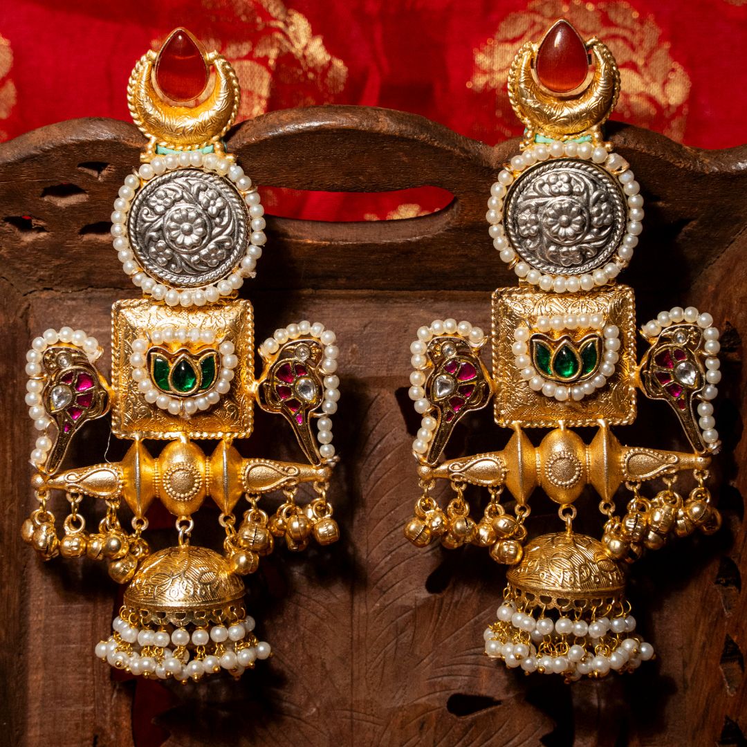 Rajlaxmi Earrings - Red Stone