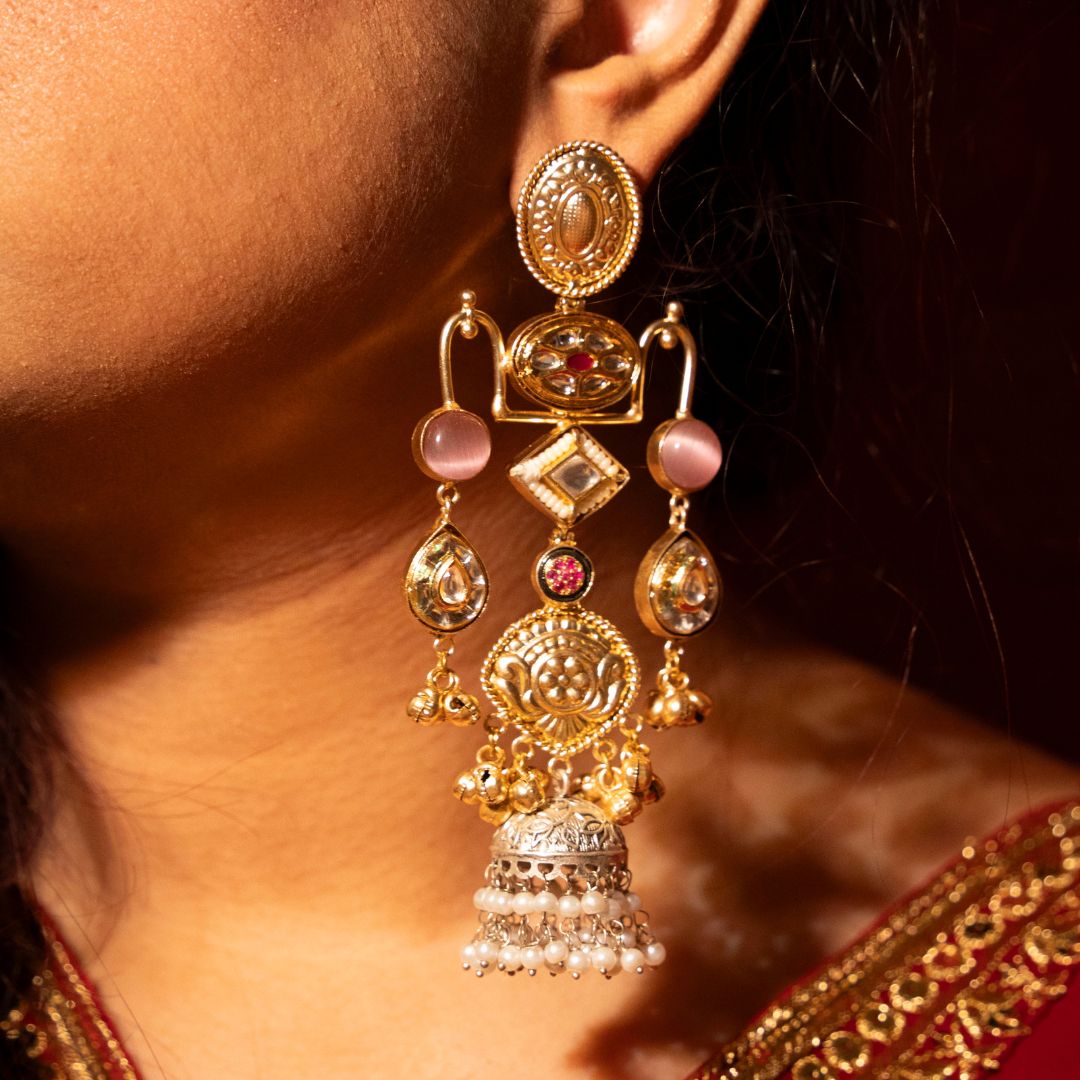 Samriddhi Earrings - Pink Stone